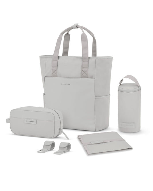 2-in-1-Wickelrucksack-& Wickeltasche-Set Lindby, Greige Diaper Set