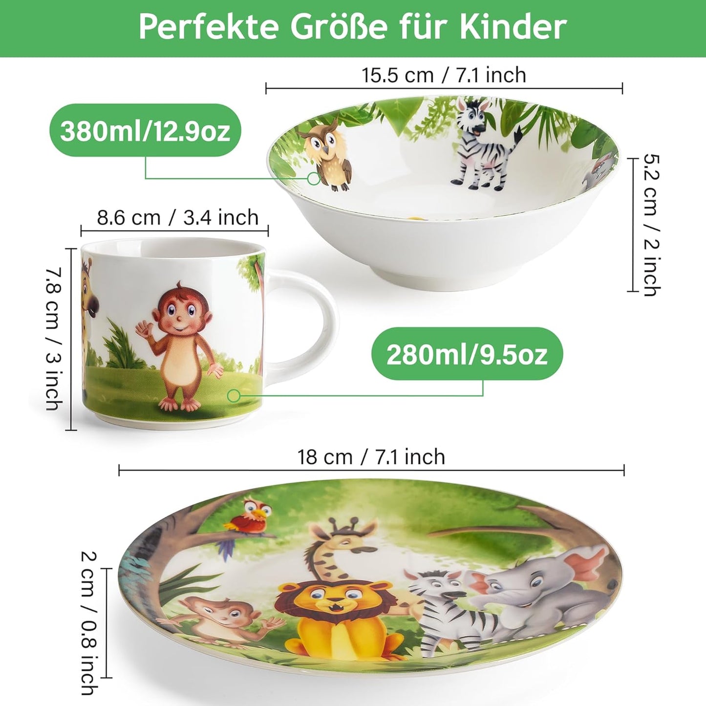 3er-Kindergeschirr-Set Dschungel, Dschungel