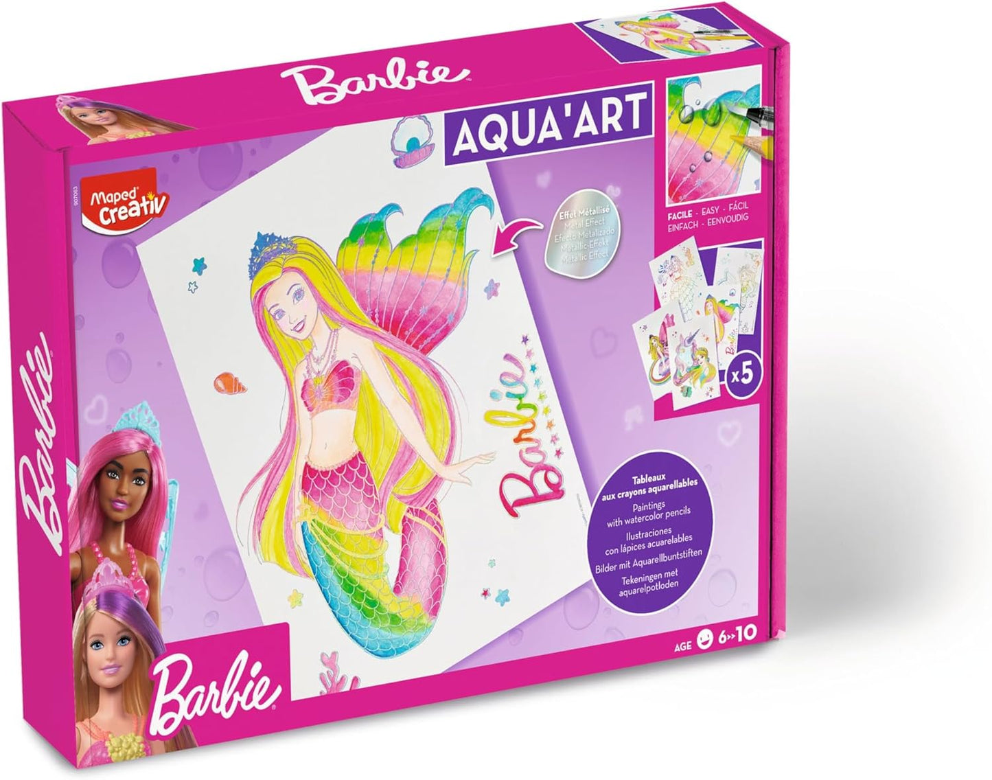 Ausmal-Set AQUA'ART BARBIE mit Aquarell-Stiften