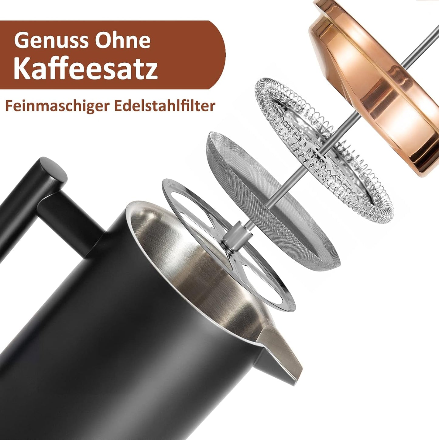 Kaffeebereiter French Press, 350ml Schwarz