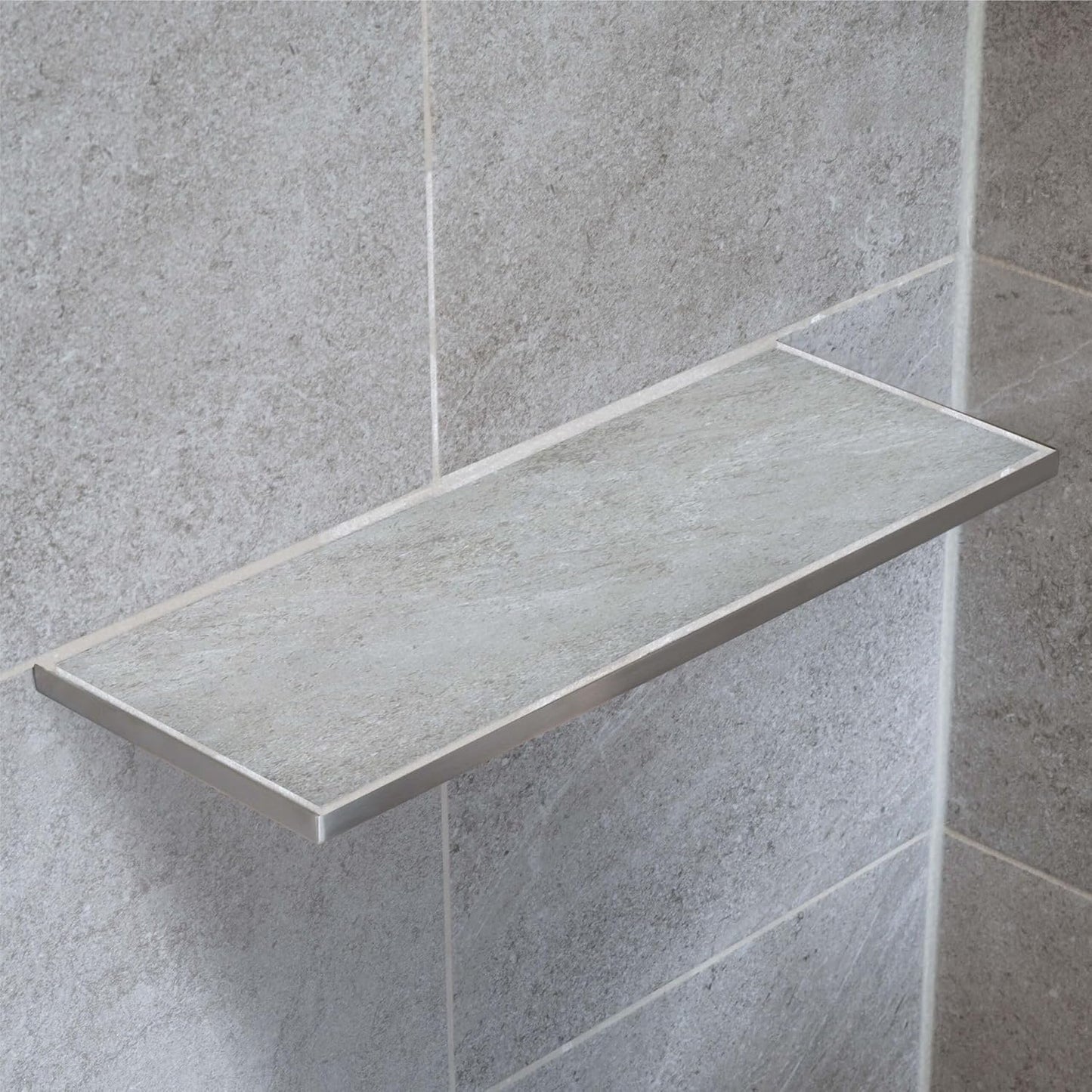 Duschablage Ecke aus Edelstahl zum Einfliesen, 400mm x 150mm Silber