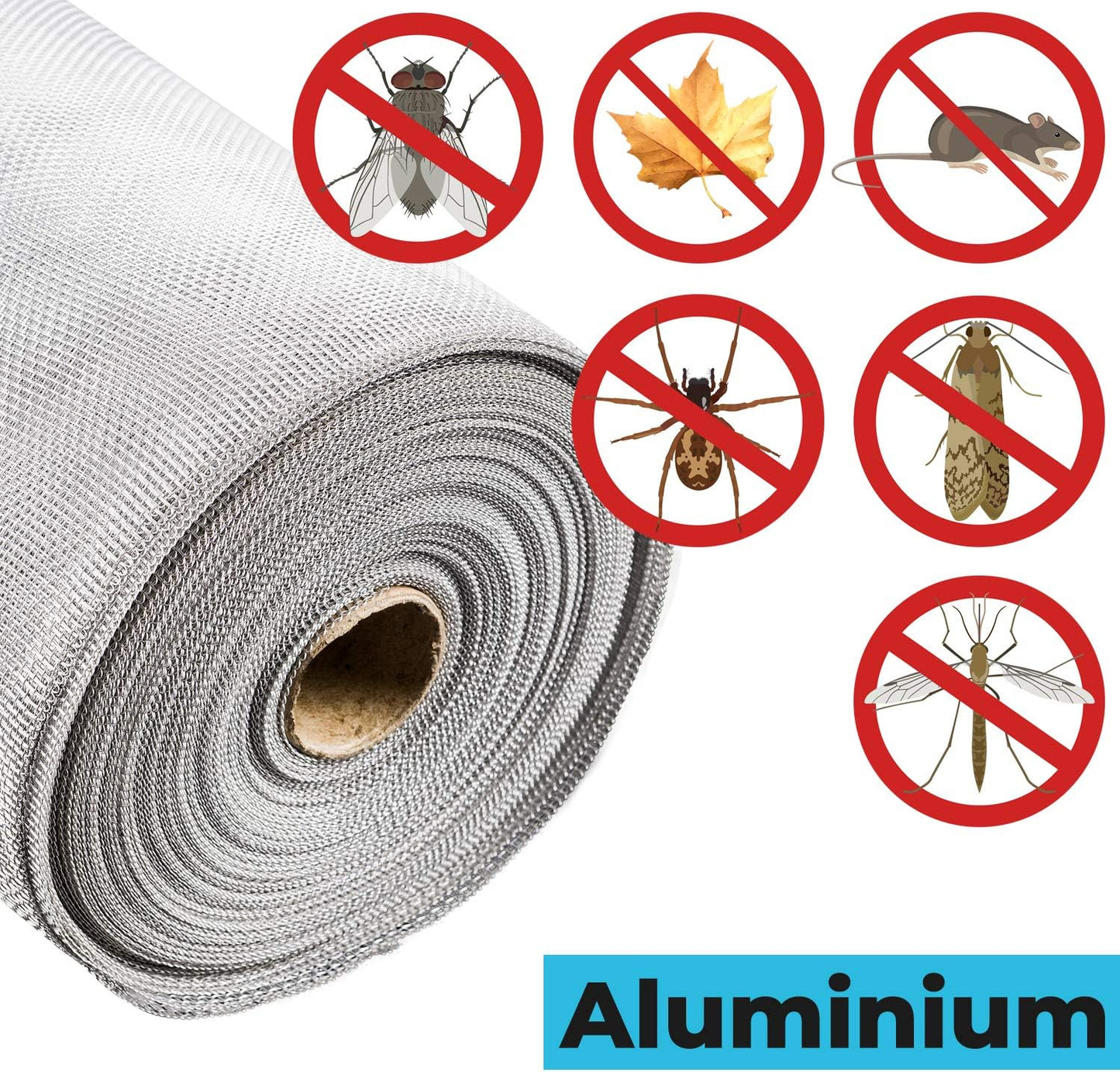 Fliegengitter Aluminium 120x300cm Insektenschutzgitter, B: 120 x L: 300 cm Aluminium