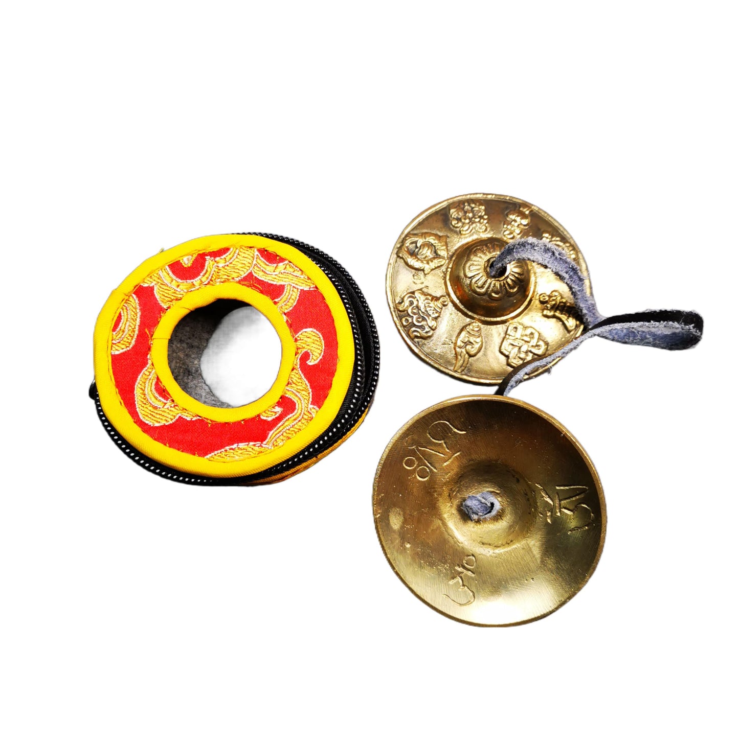 Tibetanische Tingsha Glocke für Meditation & Klangheilung, Astamangal-Eight Auspicious(brass)