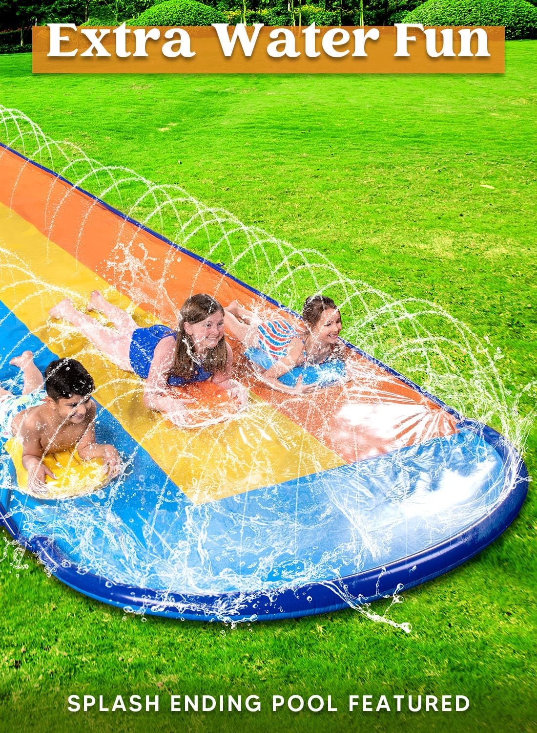Dreispurige Wasserrutsche mit Bodyboards, 685.8cm