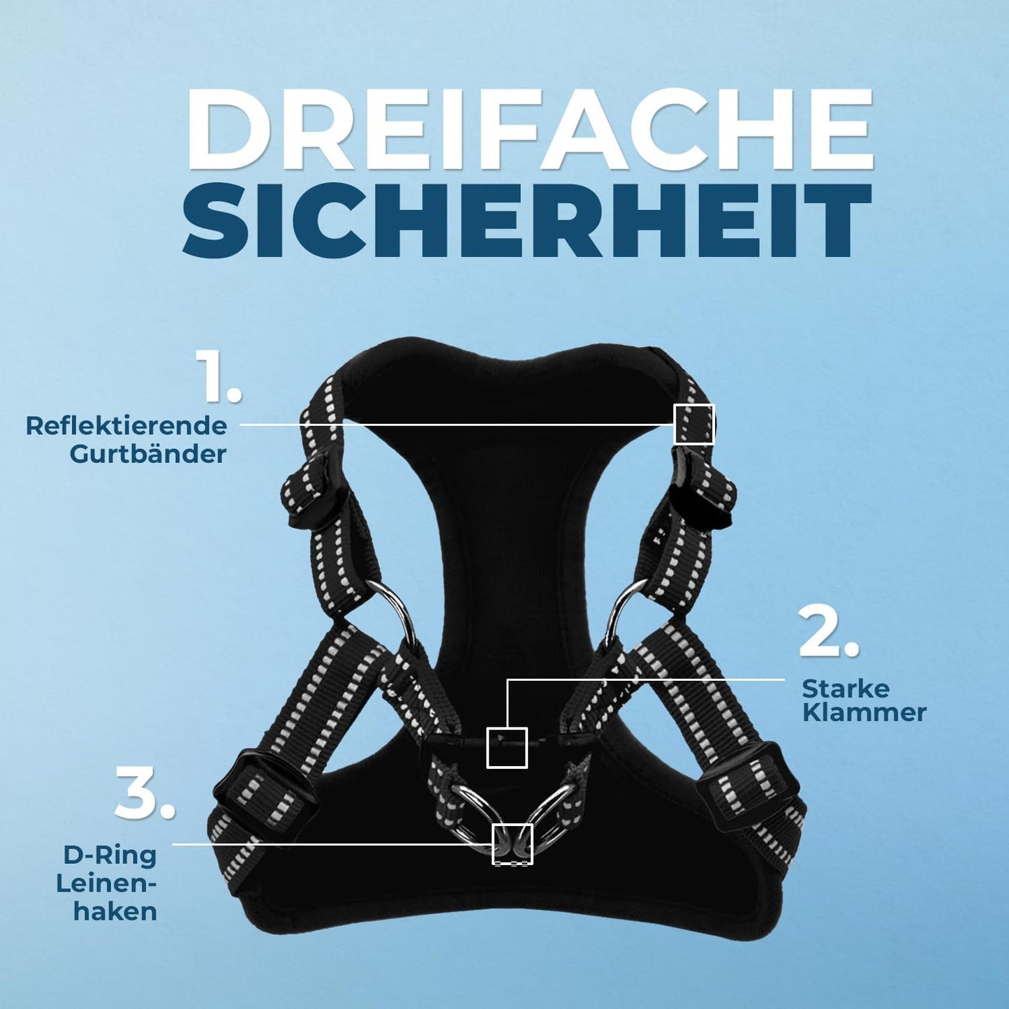 Hundegeschirr mit Reflektorstreifen