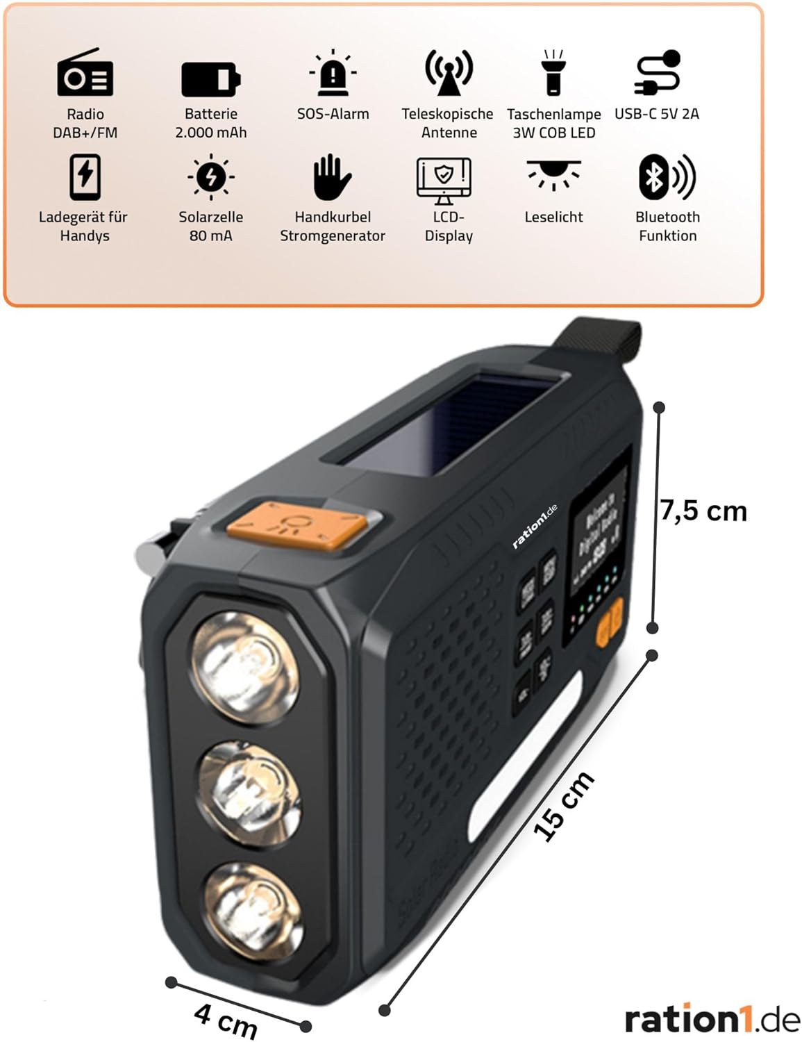 DAB+ Kurbelradio, Kurbelradio 8in1