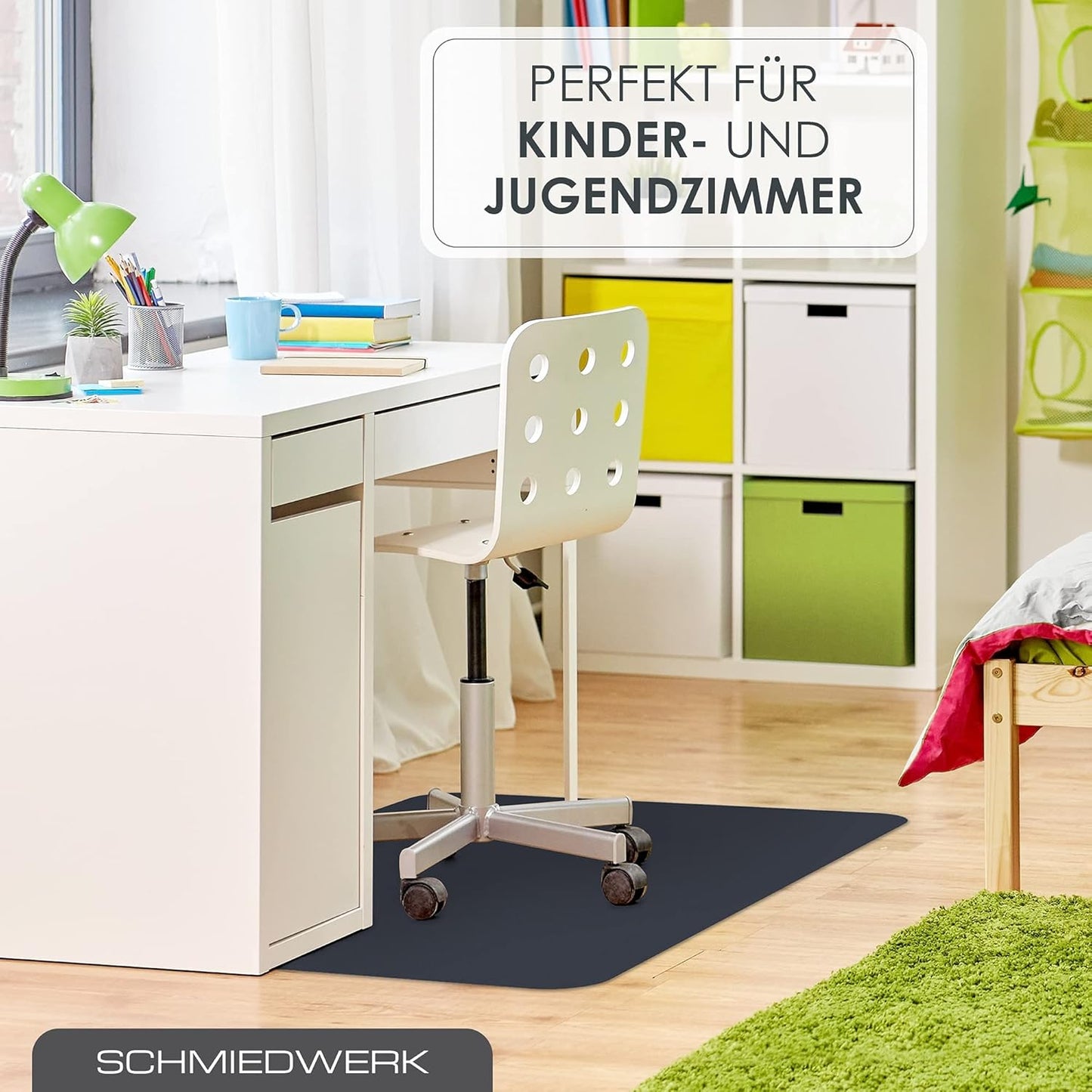 Kratzfeste Bodenschutzmatte für Bürostühle, Fussbodenheizung geeignet, Anthrazit 90 x 120 cm