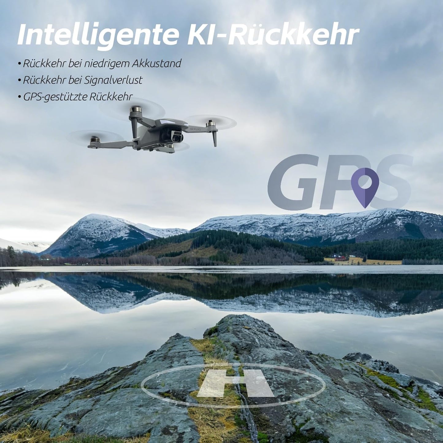 Faltbare GPS-Drohne mit 4K-Kamera, Mattiertes Kieselufergrau