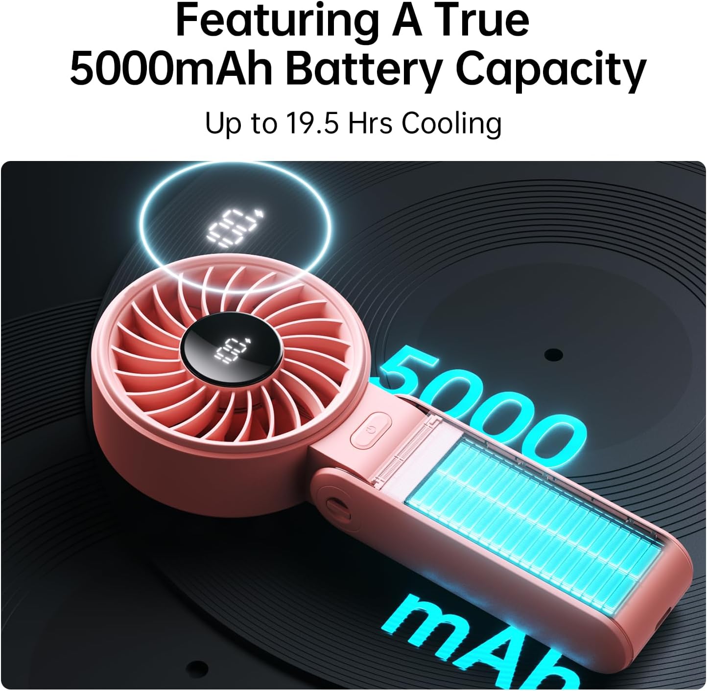 Tragbarer Mini-Ventilator, 5000mAh Rosa