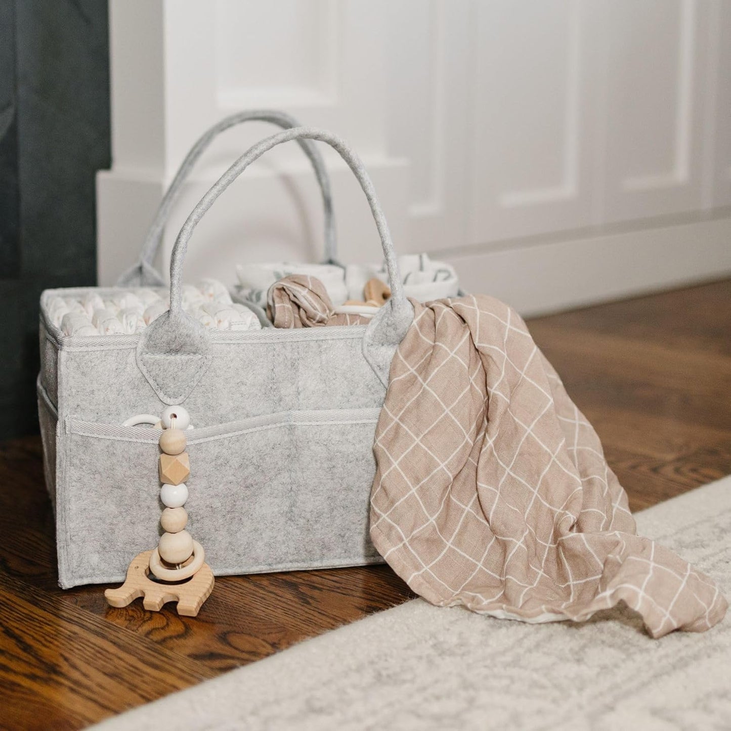 Wickel-Organizer für Wickelstation & Babygeschenk, Grau Standardgrösse