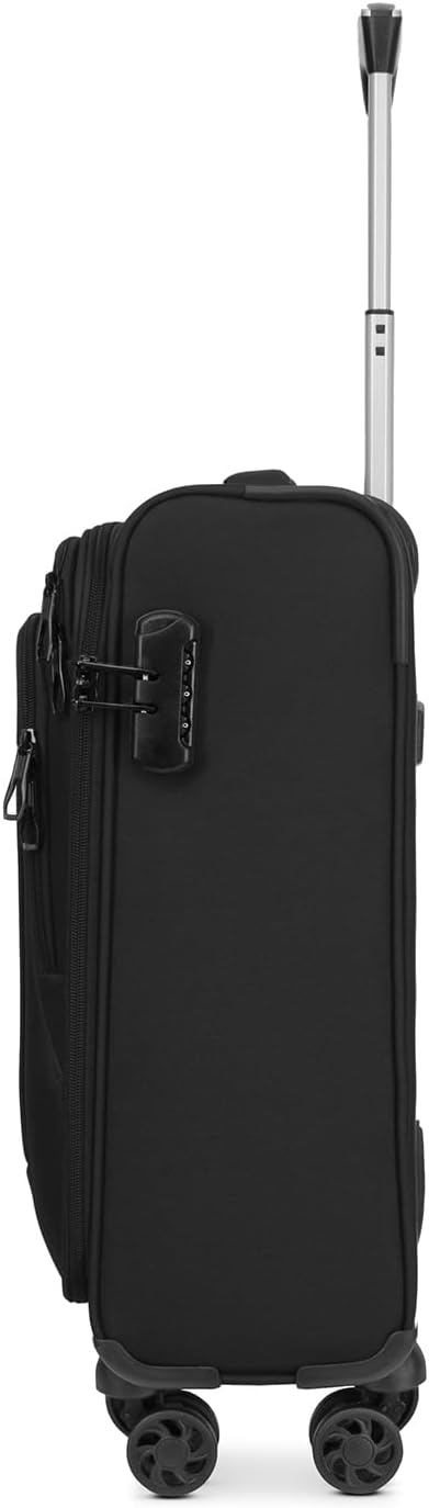 Handgepäck Trolley mit 4 Rollen und Zahlenschloss, Schwarz Koffer S (55 cm)