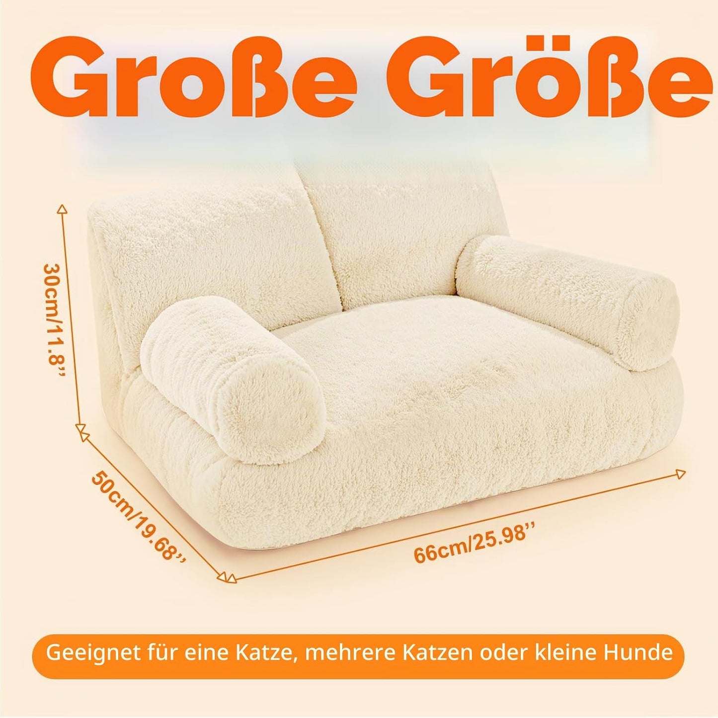 Orthopädisches Katzen- und Hundesofa mit abnehmbarem Bezug, Milky white 1