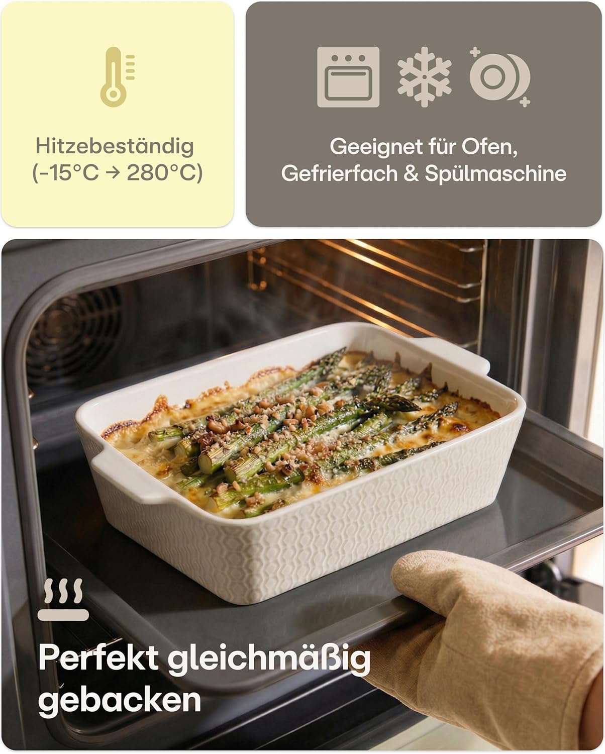 Auflaufform mit extra hohem Rand, Weiss