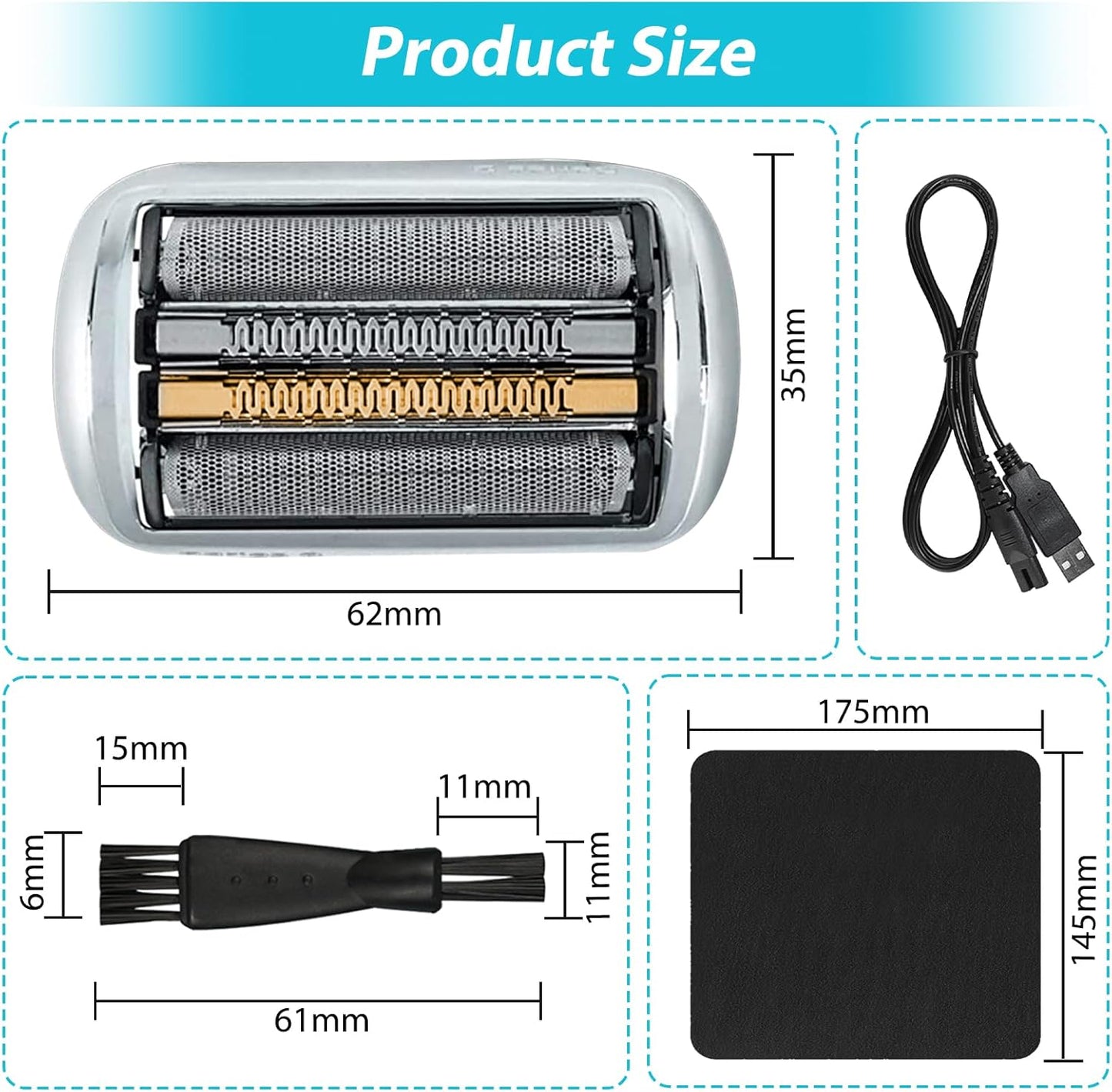 Ersatzscherkopf für Braun Series 9 Pro Rasierer, 94m