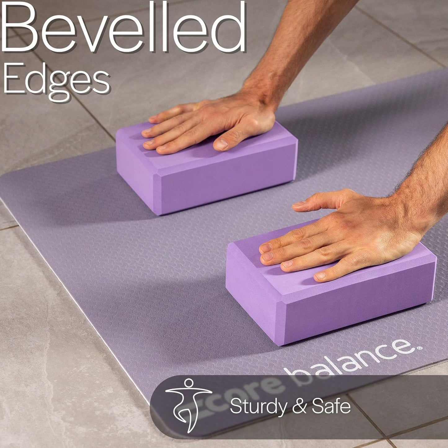 2er-Set Yoga-Block mit Gurt, Violett