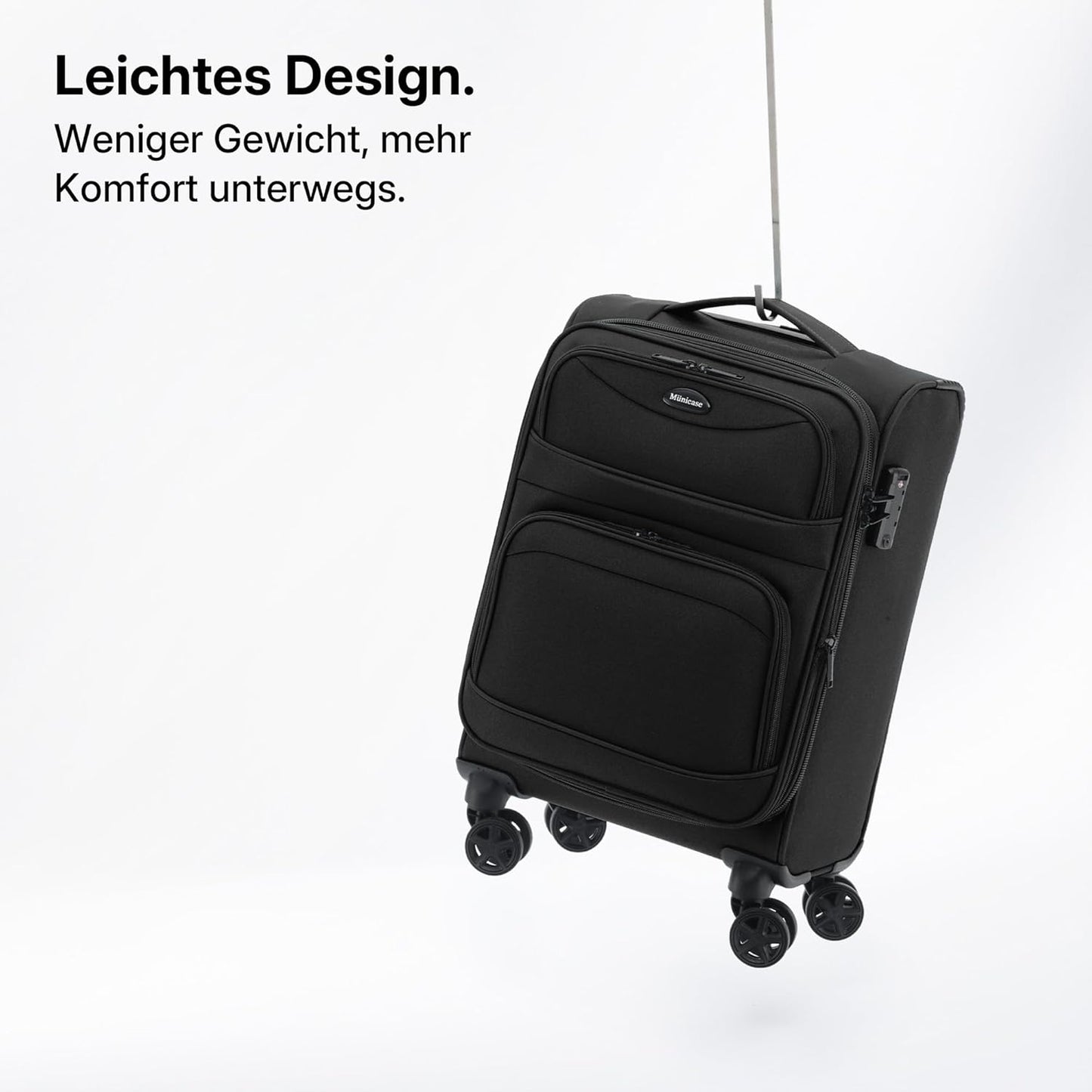 Erweiterbarer XL-Stoffkoffer, Schwarz Koffer XL (79 cm) erweiterbar