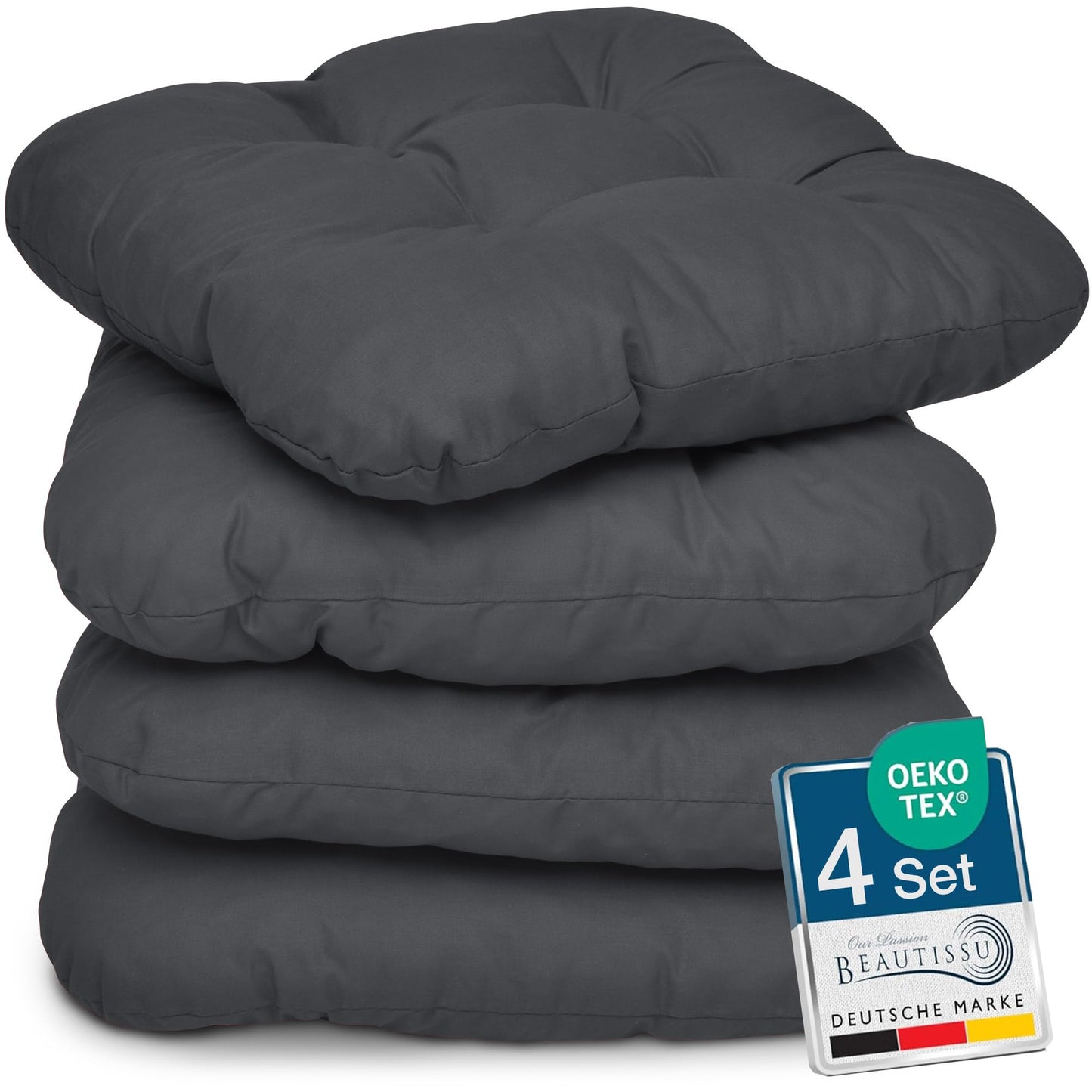 Sitzkissen-Set mit Schaumstofffüllung, Anthrazit