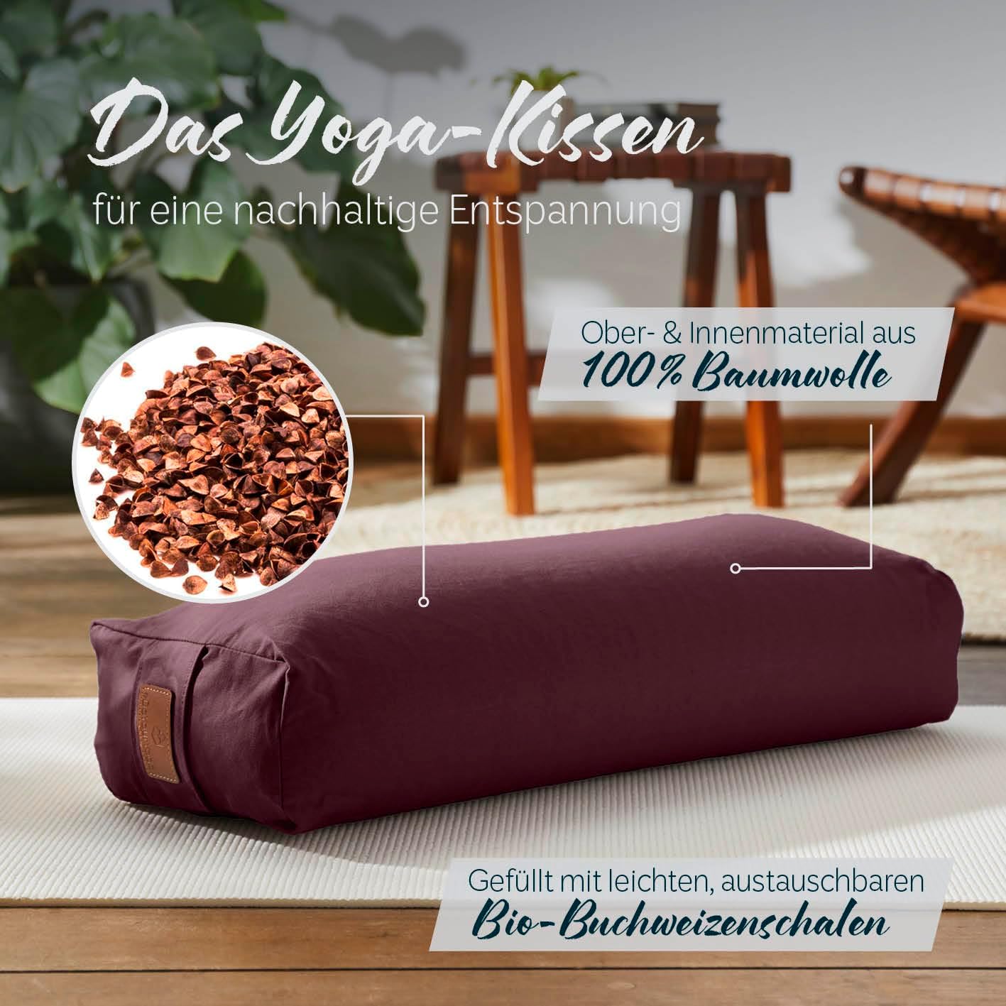 Yogabolster »Paravati« mit Bio-Füllung, waschbar, Buchweizen Violett