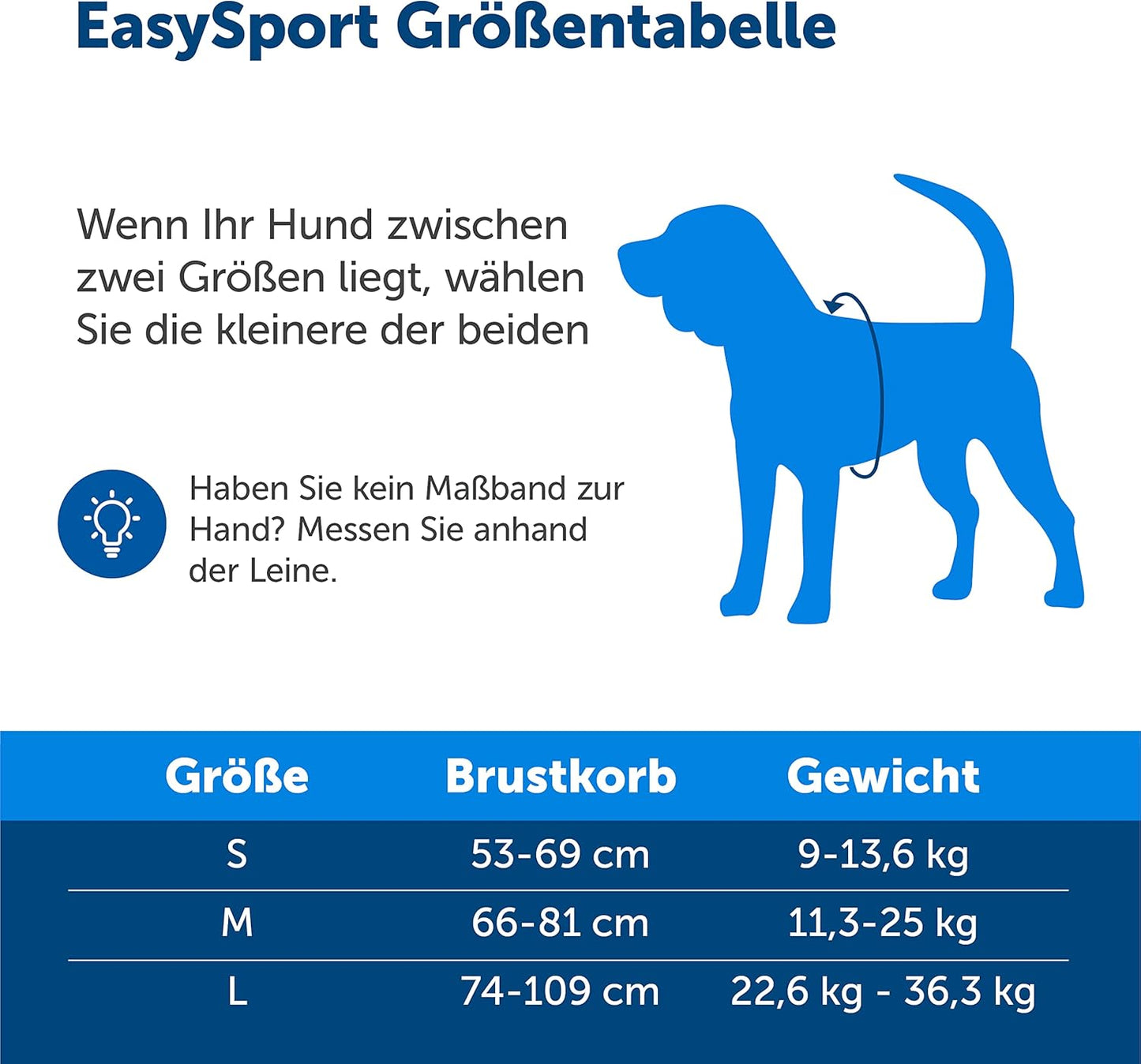 EasySport Hundegeschirr mit gepolstertem Griff, Mittel / Blau