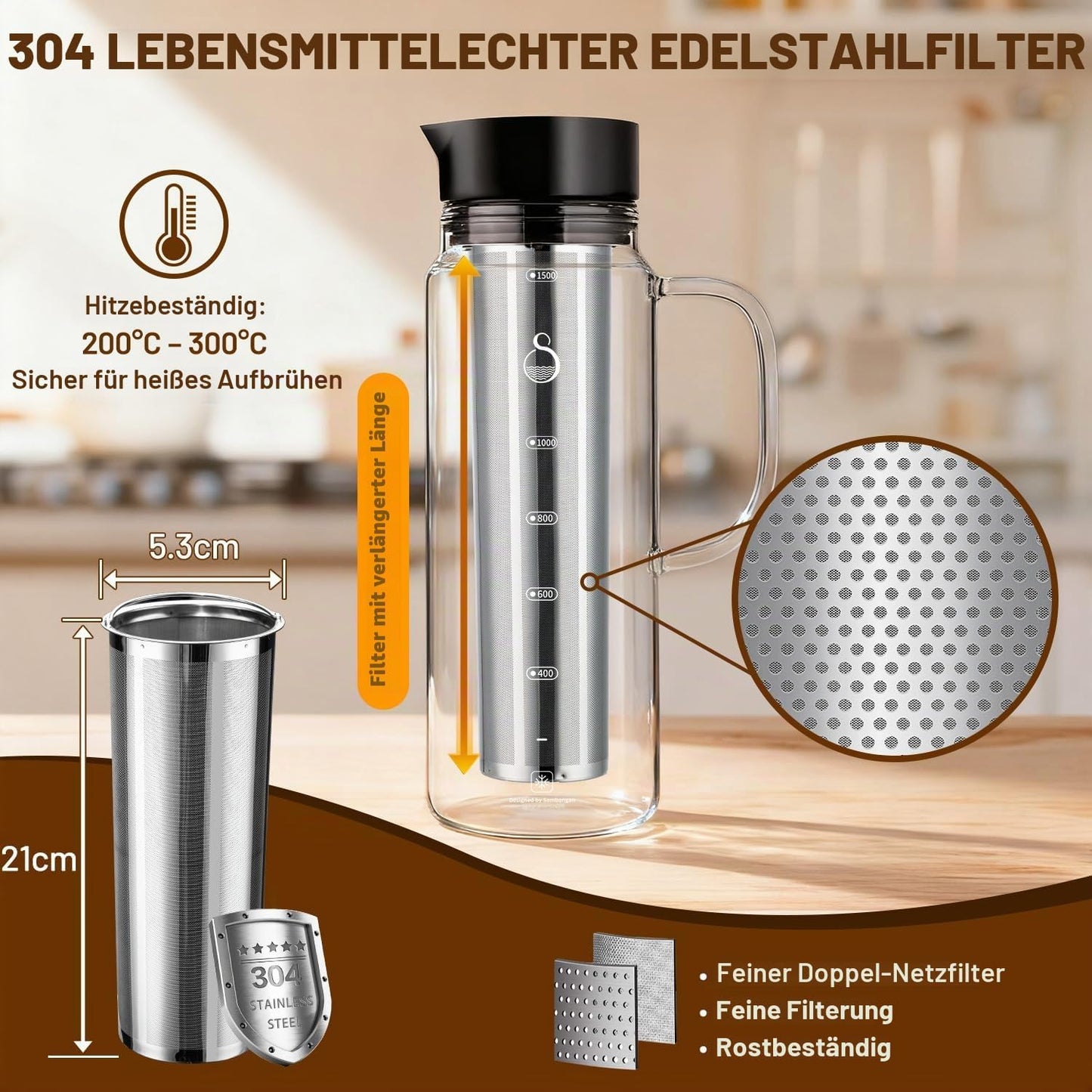 Cold Brew Kaffeebereiter, 1500ml