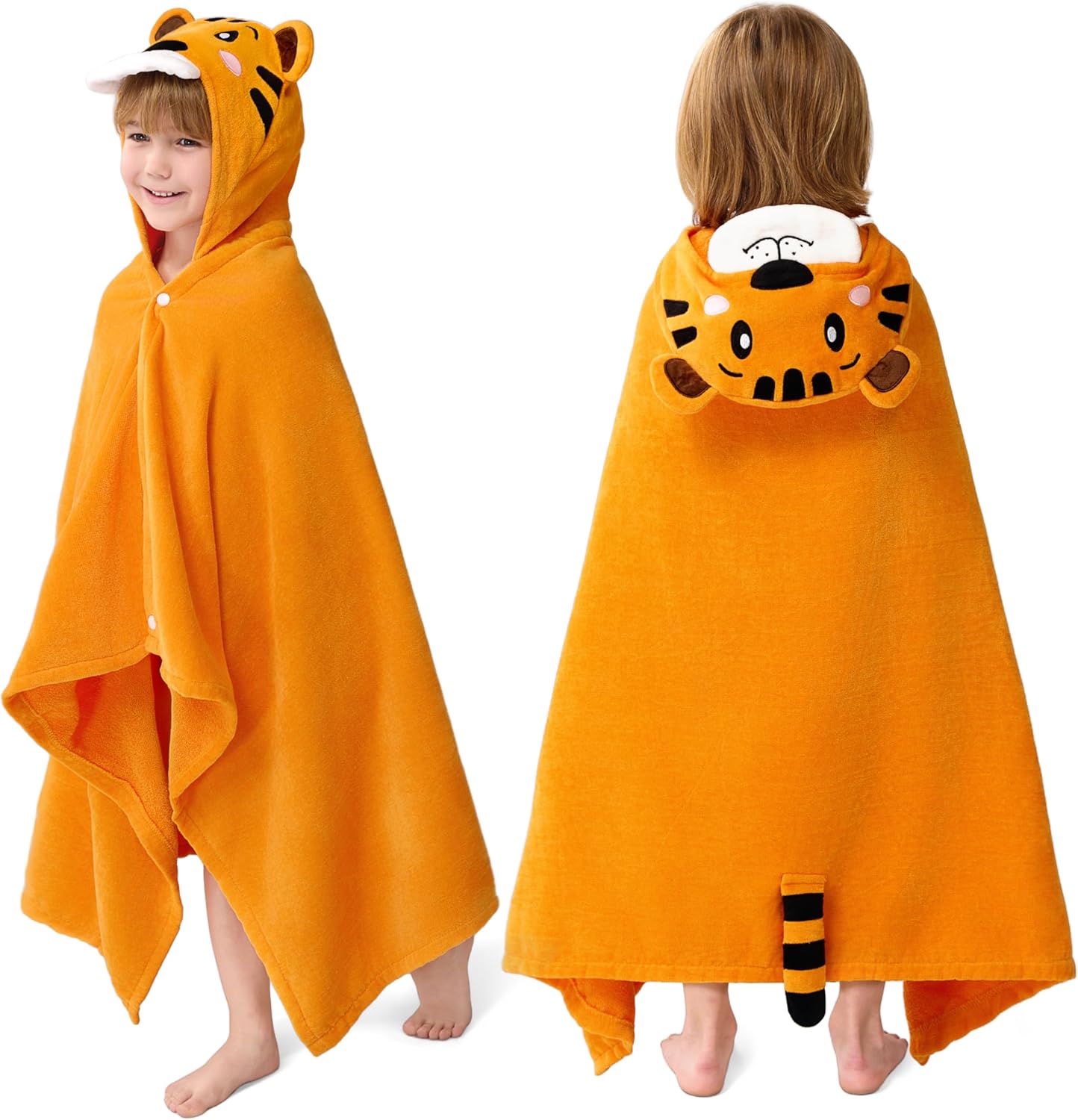 Tiger-Badeponcho Kinder Kapuzenhandtuch (76x127 cm), Gelb