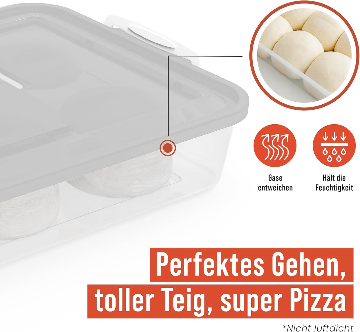 2er-Set Pizzateig-Gärboxen, Grau 14 x 11 x 3 pulgadas