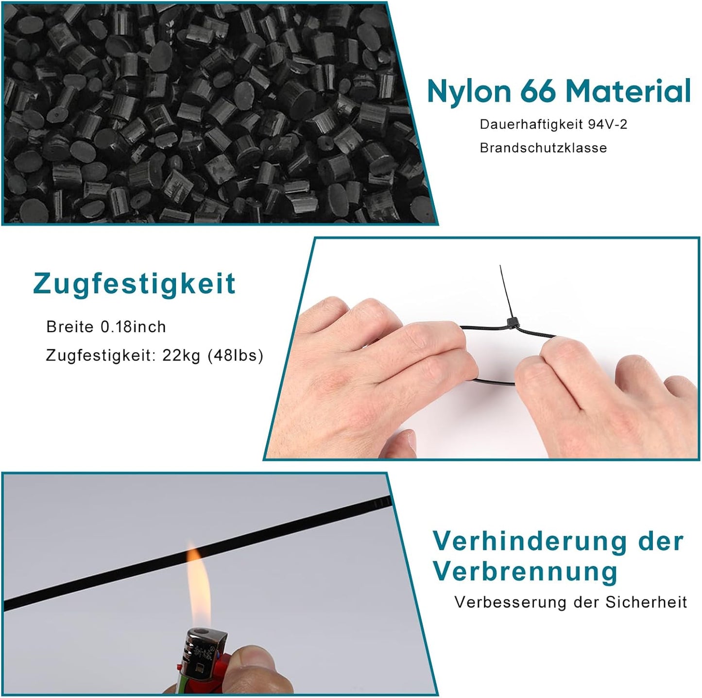 500-teiliges Kabelbinder-Set, 4.8*200mm (500 Stück)