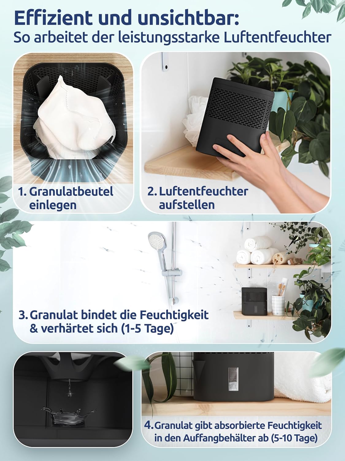 AirOne Lite - Luftentfeuchter für Bad & Küche, Midnight Black