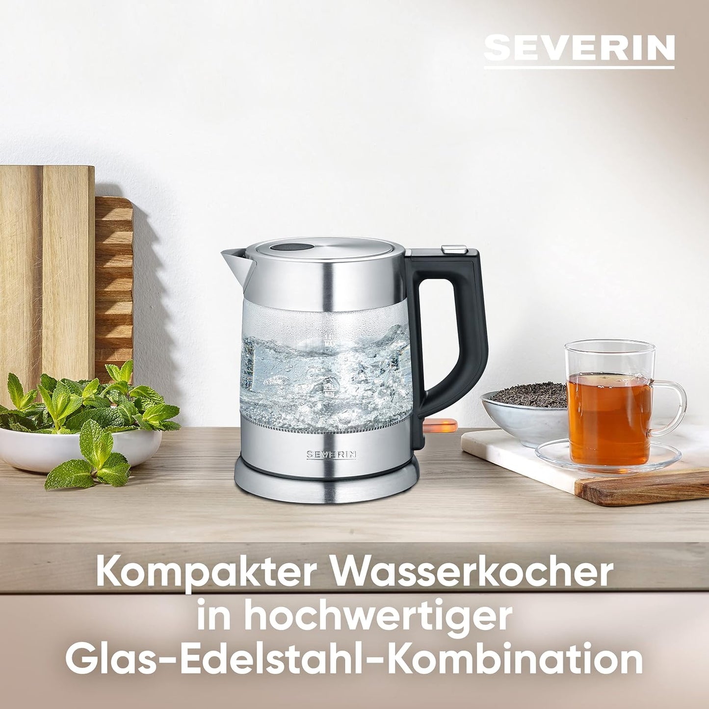 Glas Wasserkocher mit Kalkfilter WK 3468