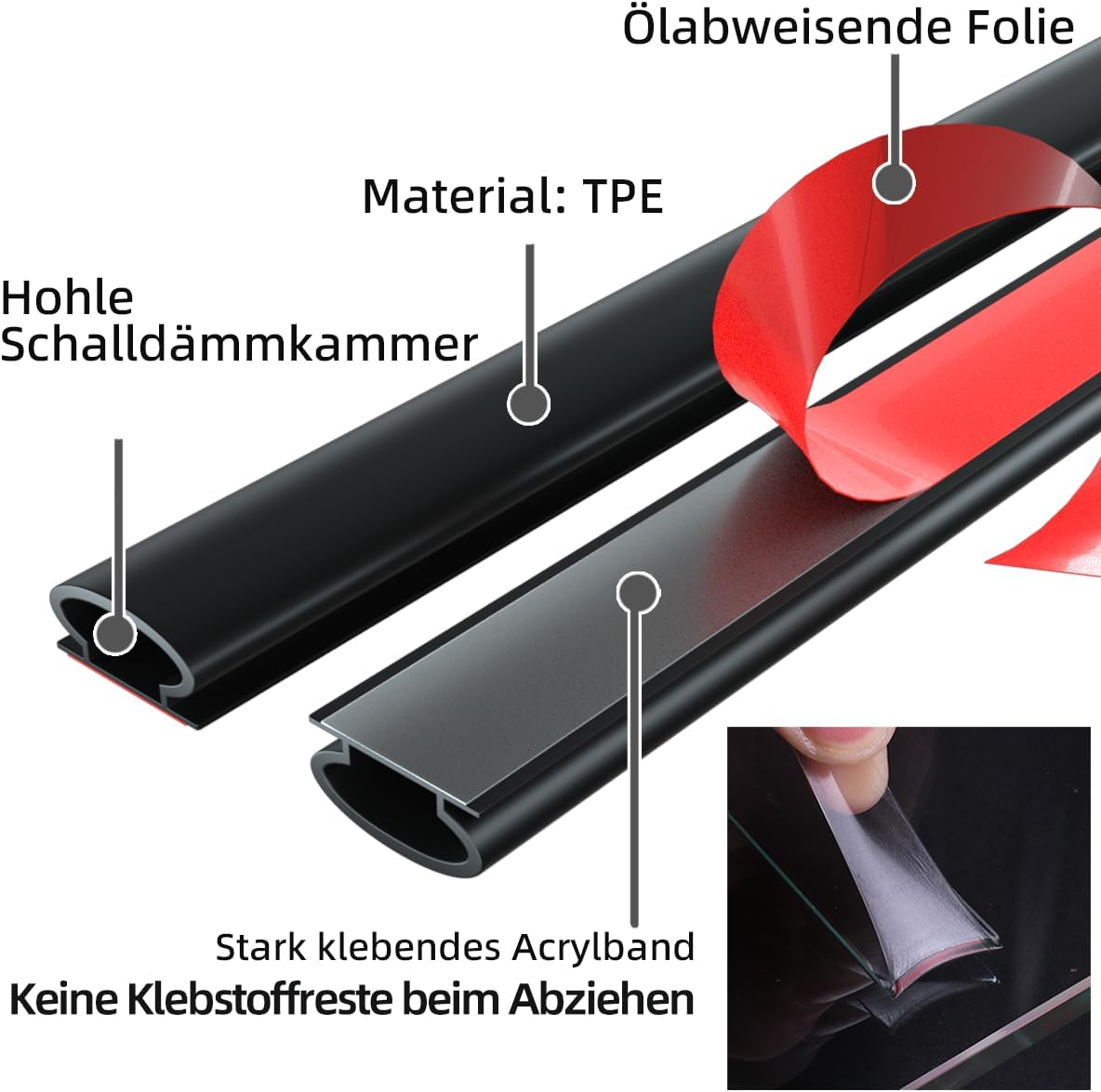 Selbstklebendes Türdichtungsband (15m), 15M Schwarz