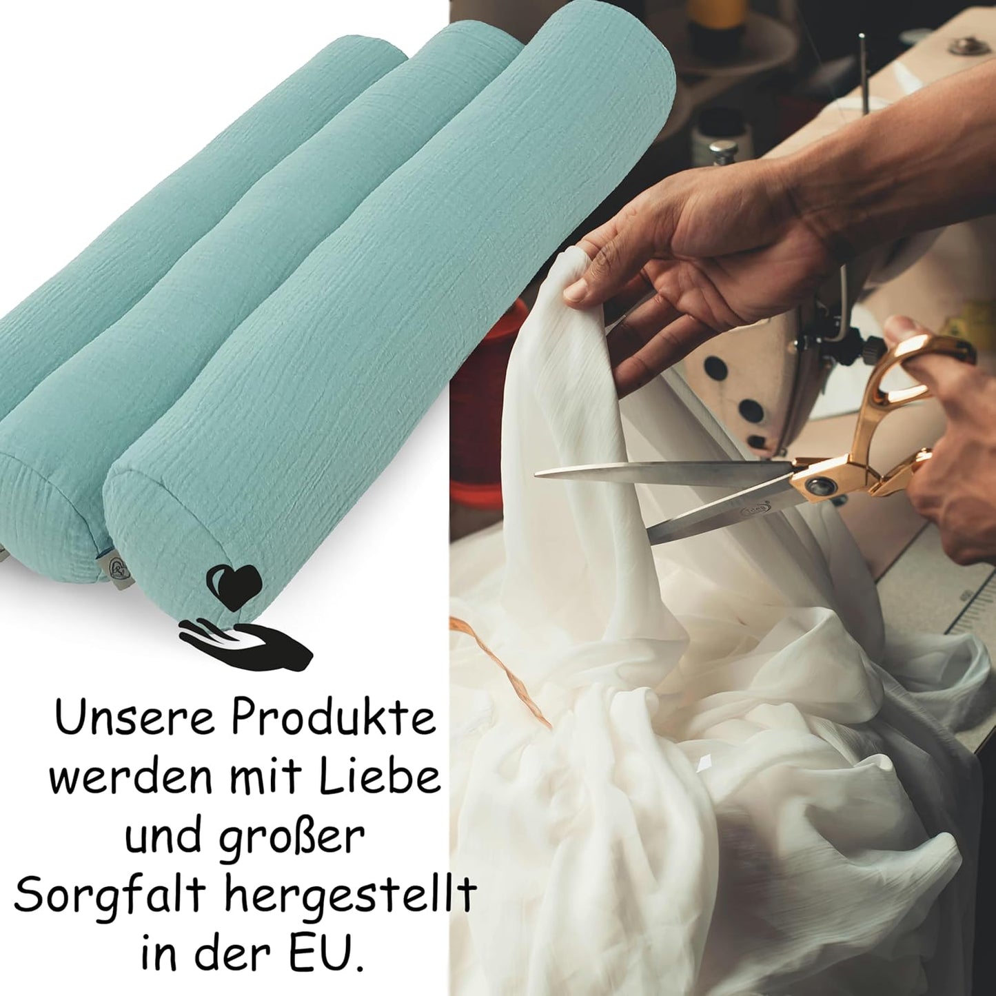 Kissenrollen Set, 10 x 60 cm Smaragd