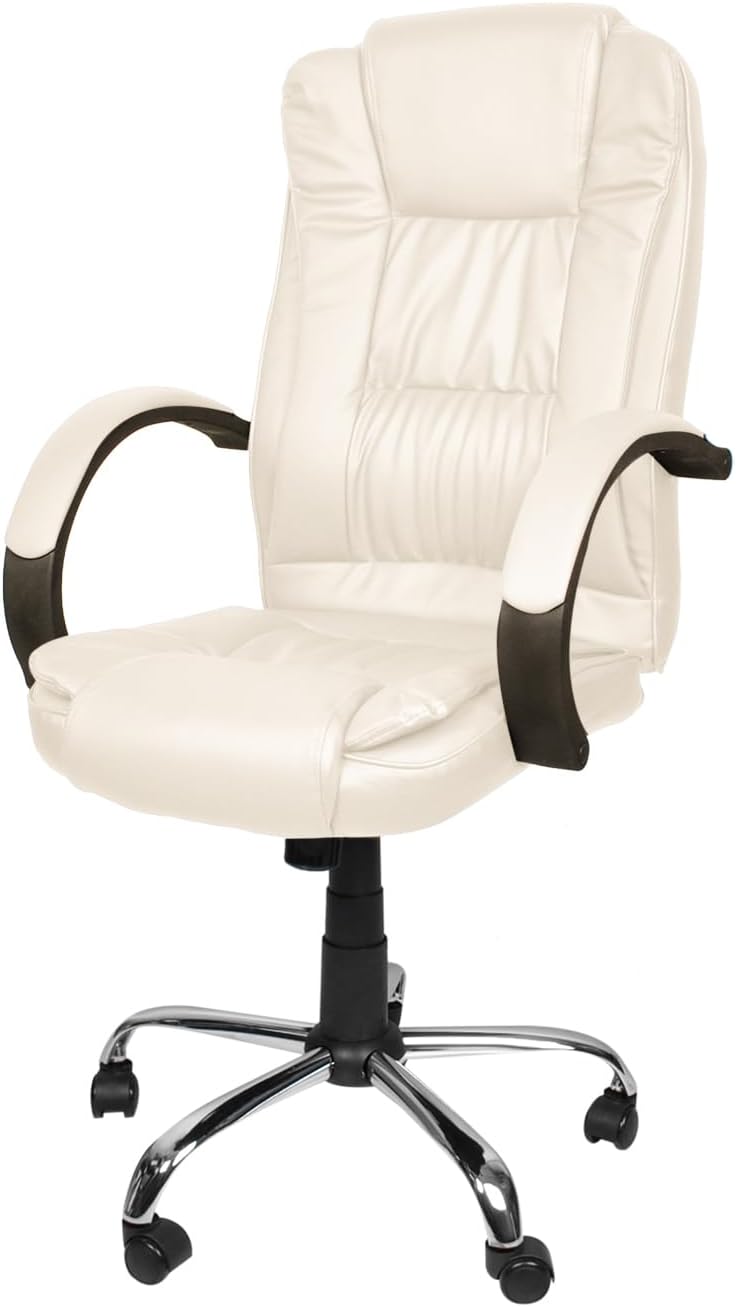 Ergonomischer Bürostuhl mit Kunstlederbezug, Weiss