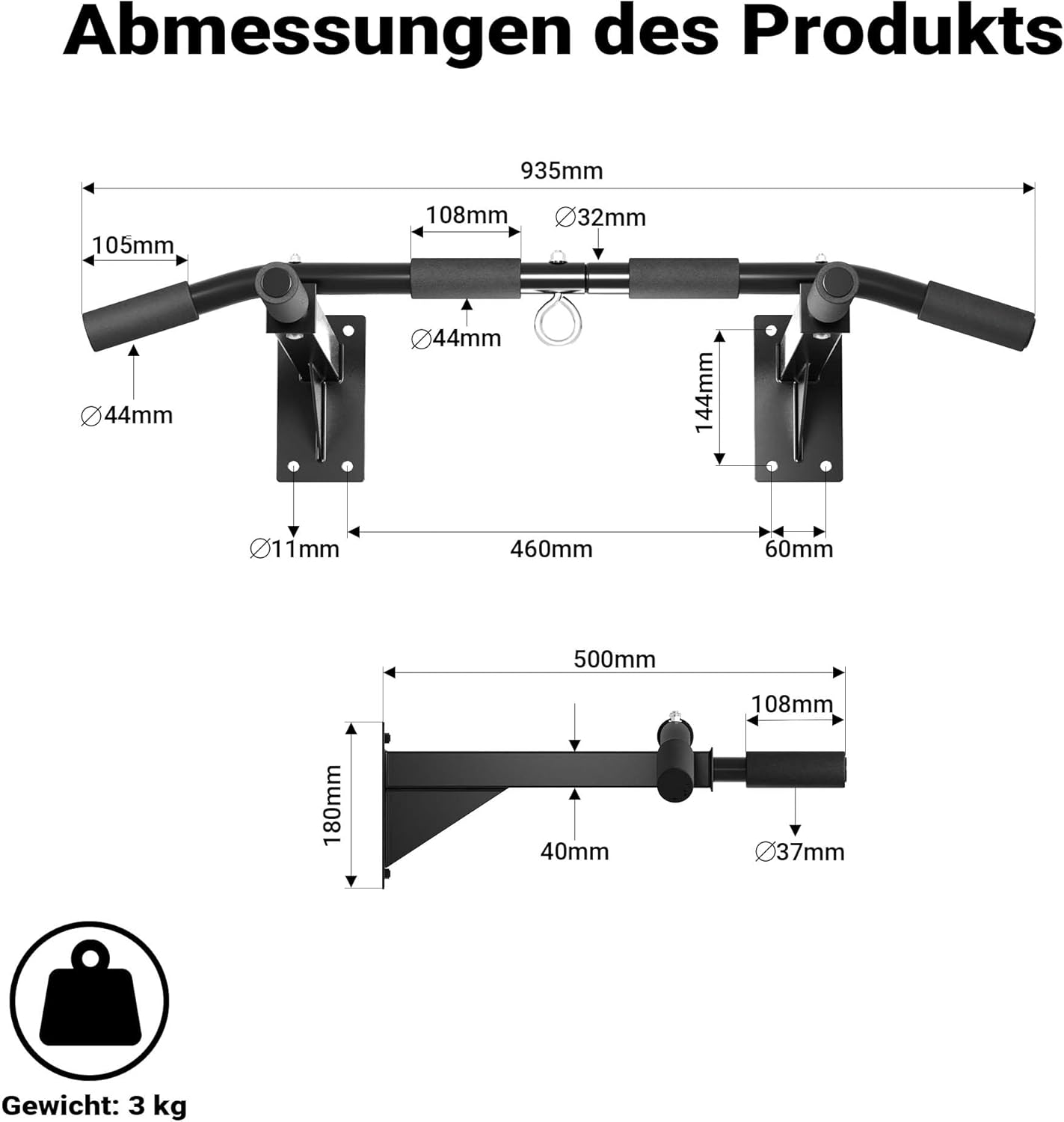 Klimmzugstange Wandmontage 200kg