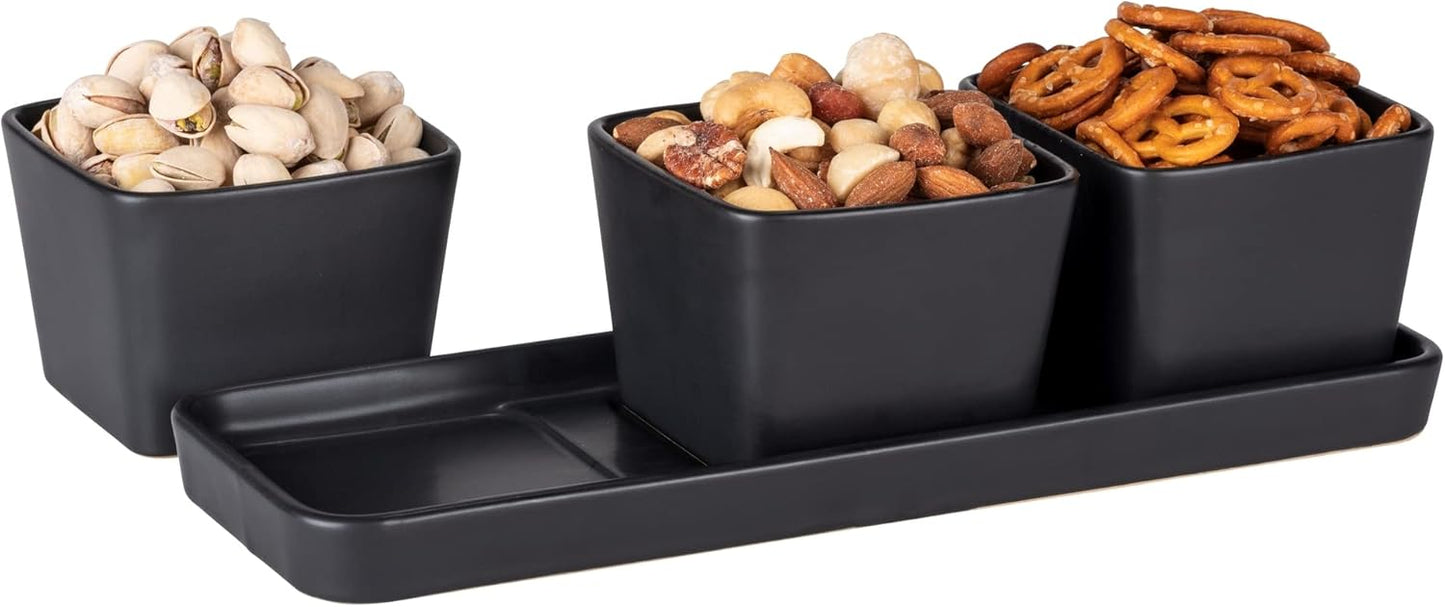 Snack & Dip Schalen Set, Schwarz 30 x 10 x 8 cm