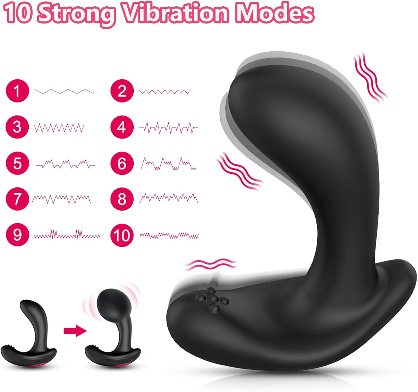 Aufblasbarer Analvibrator mit 10 Modi & Fernbedienung