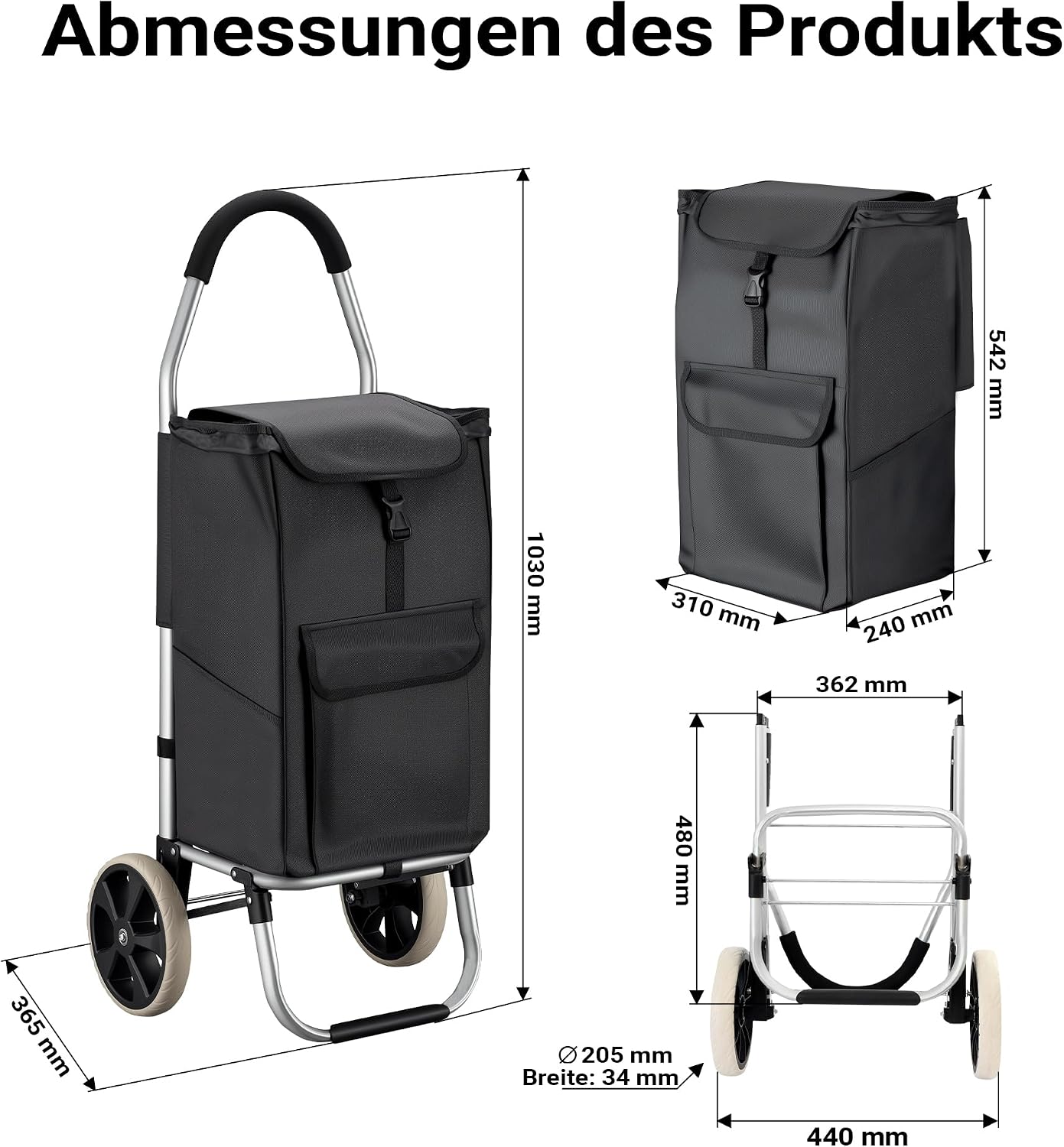 Einkaufstrolley klappbar 40kg Einkaufsroller Einkaufswagen Einkaufstasche