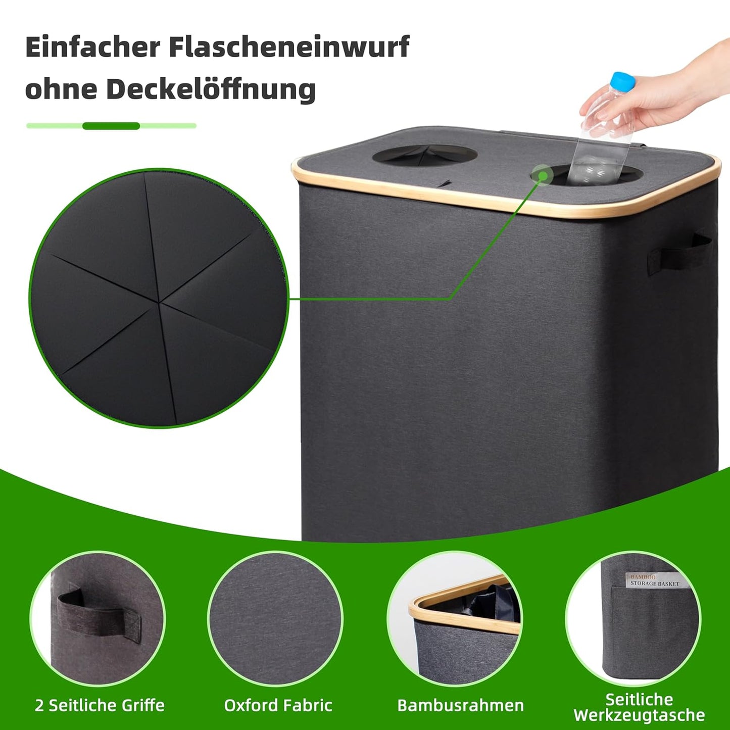 Pfandflaschen Sammelbehälter, Dunkelgrau