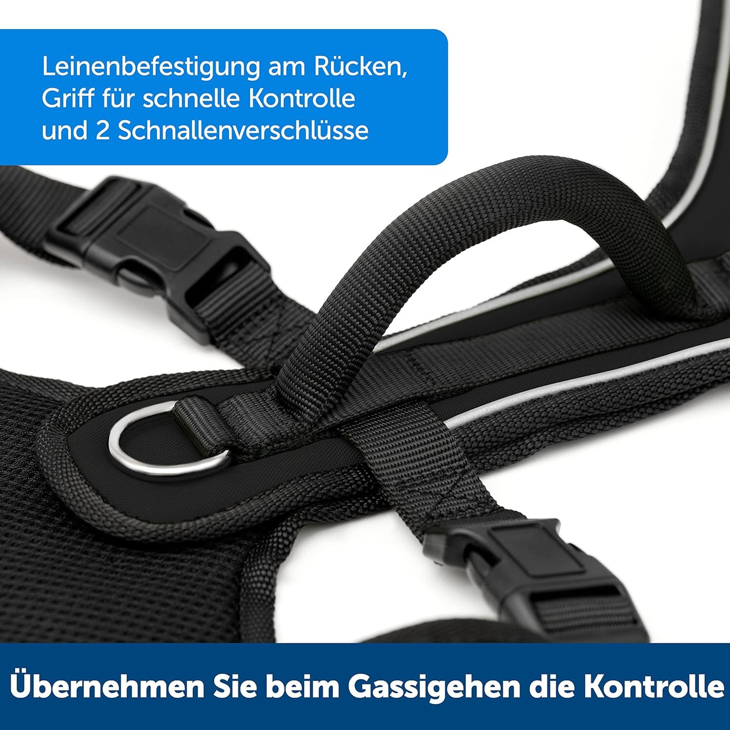 EasySport Hundegeschirr mit gepolstertem Griff, Mittel / Blau
