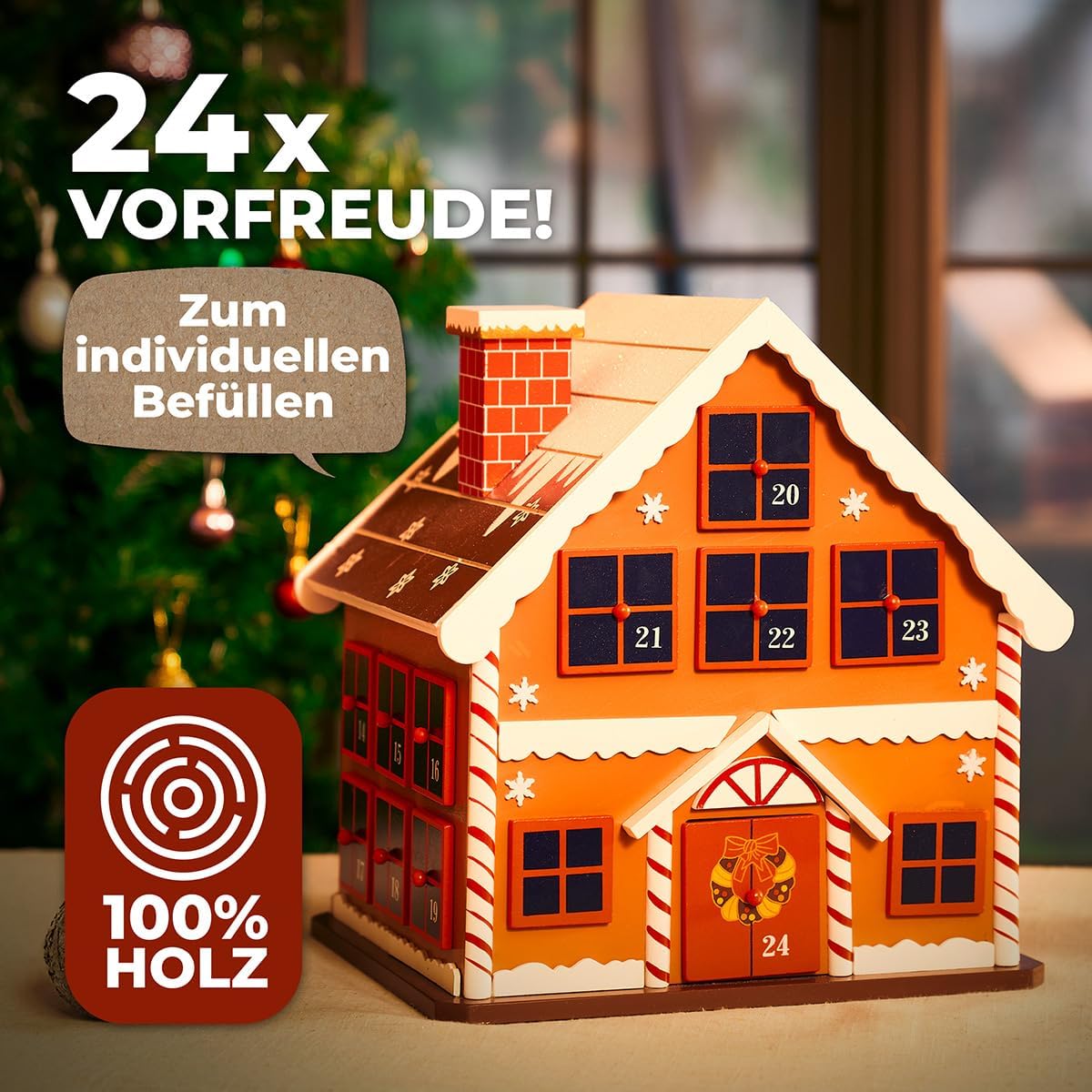 Adventskalender Winterhäuschen zum Befüllen, Winterhäuschen