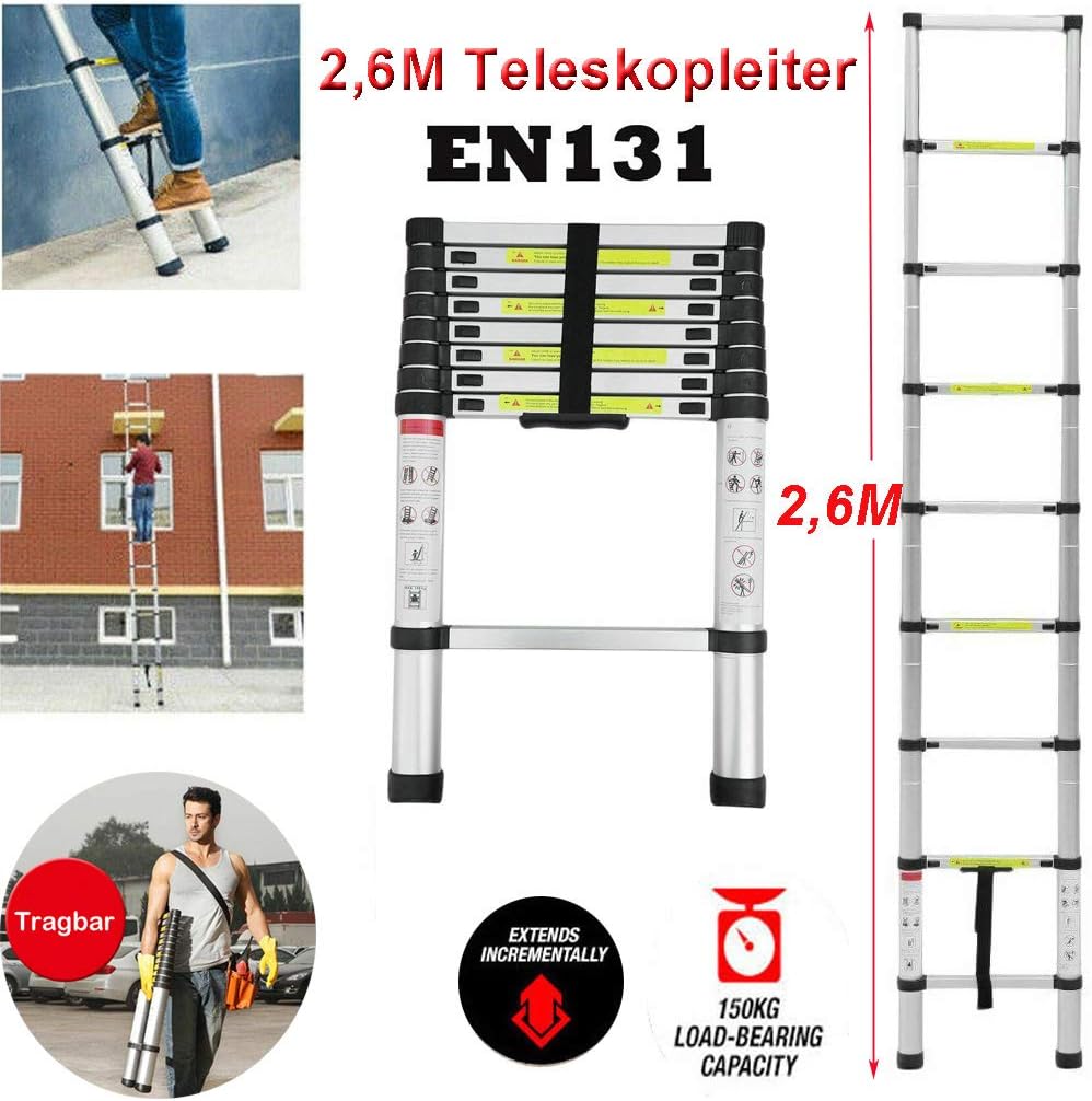 Teleskopleiter 2,6 m, 2.6m Gerade Leiter
