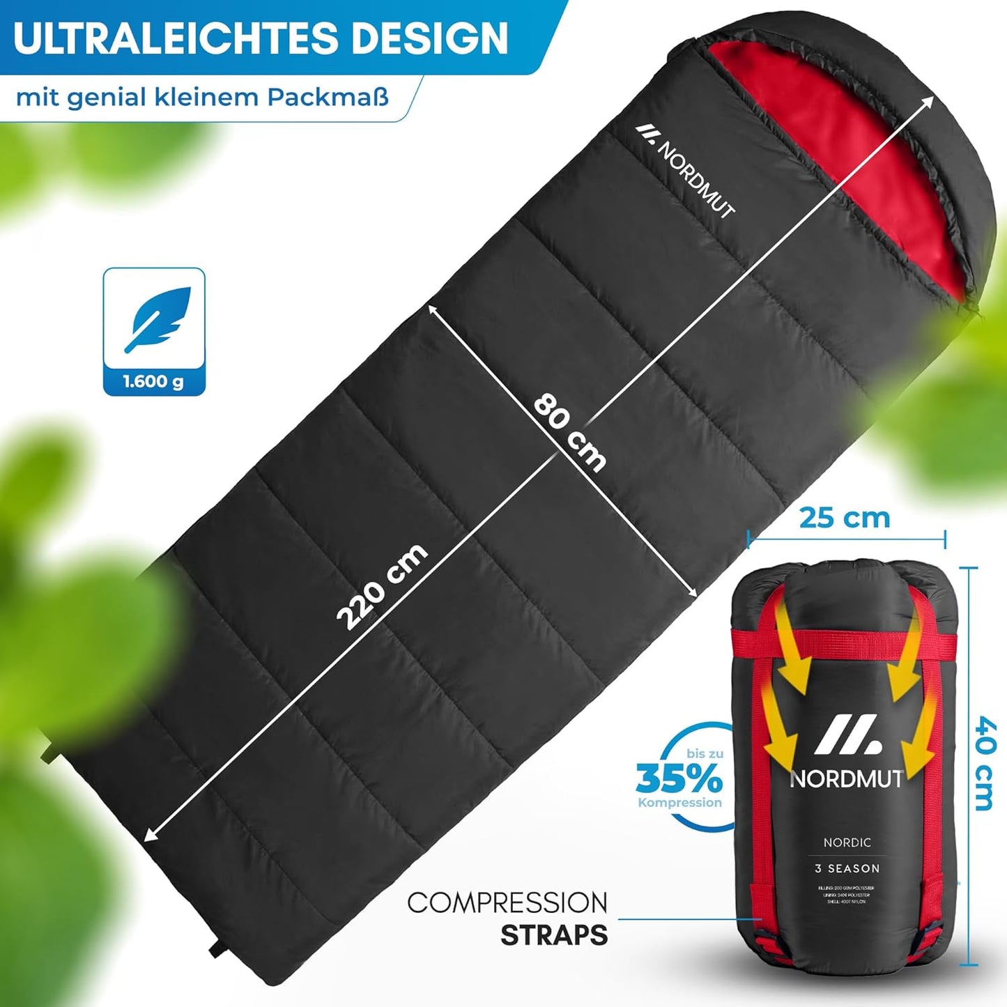 Deckenschlafsack mit Zwei-Wege-Reissverschluss, Anthrazit