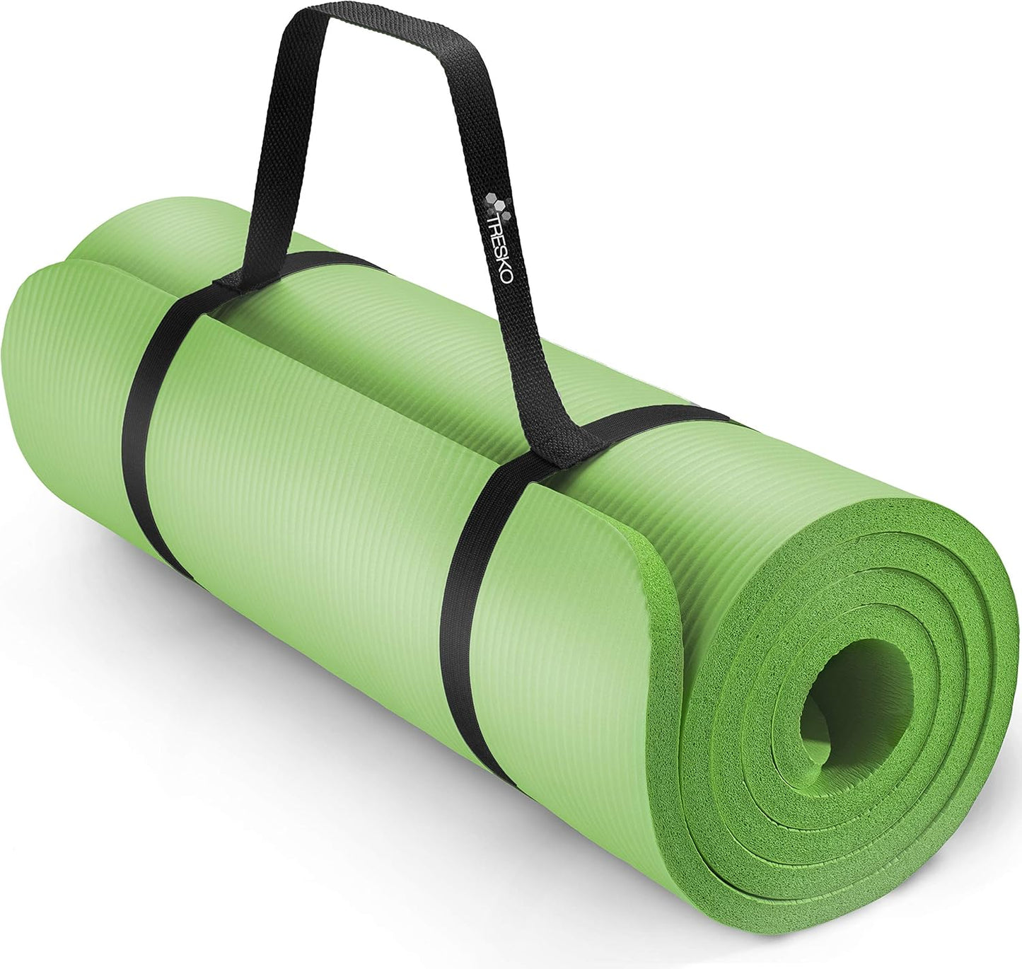 Yogamatte mit Tragegurt, Hellgrün 185 x 60 x 1,5cm