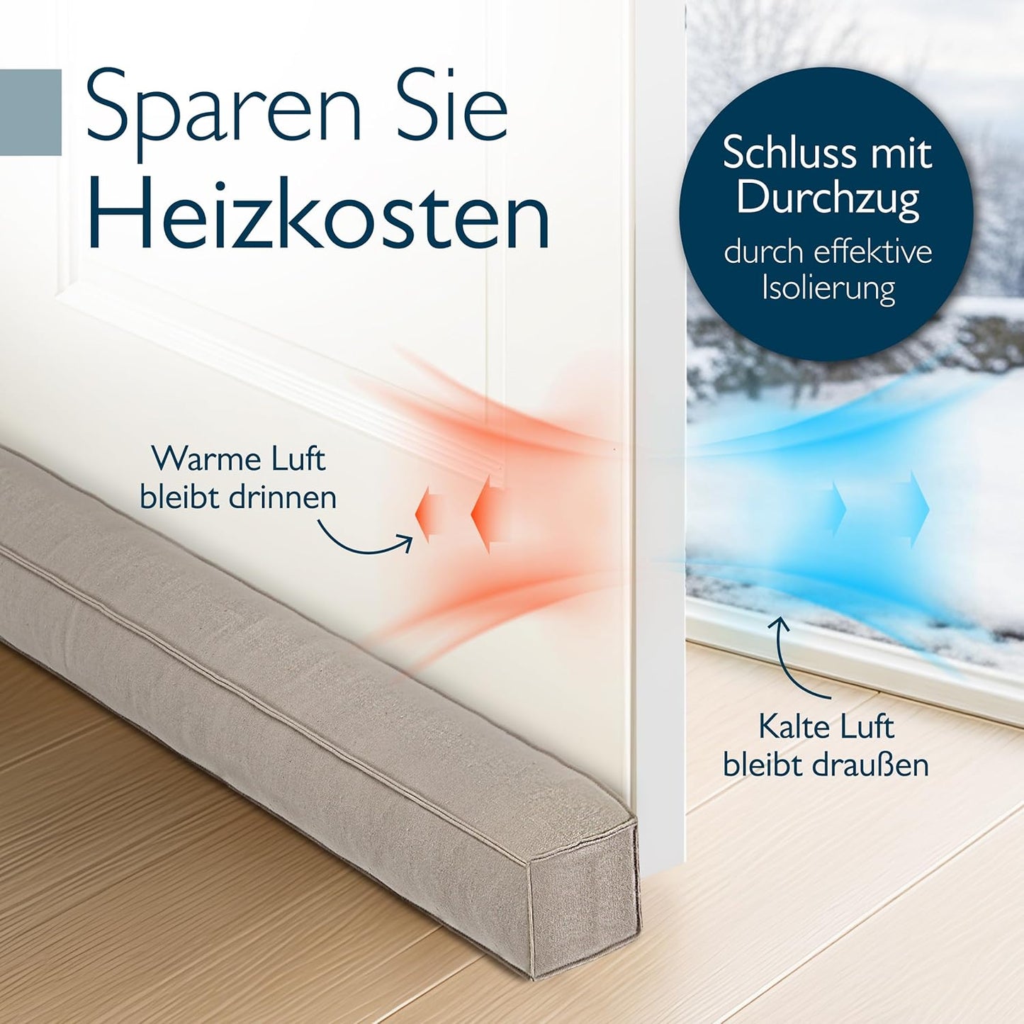 Zugluftstopper für Türen und Fenster, 90 cm, Hellgrau 90 cm