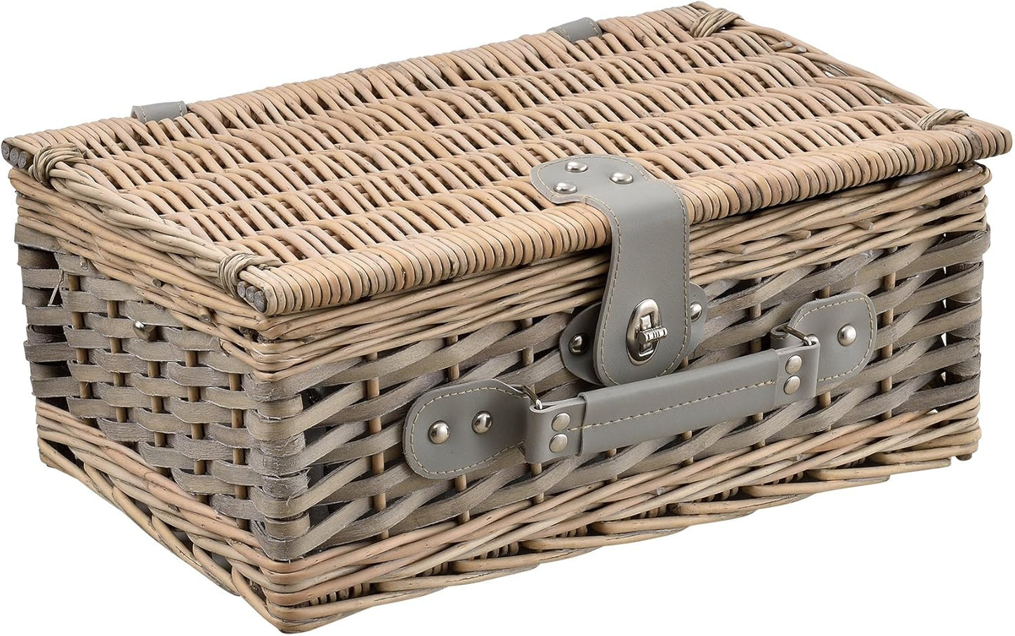 Picknickkorb-Set mit Kühltasche für 2 Personen, Grau 38 x 25 x 16 cm