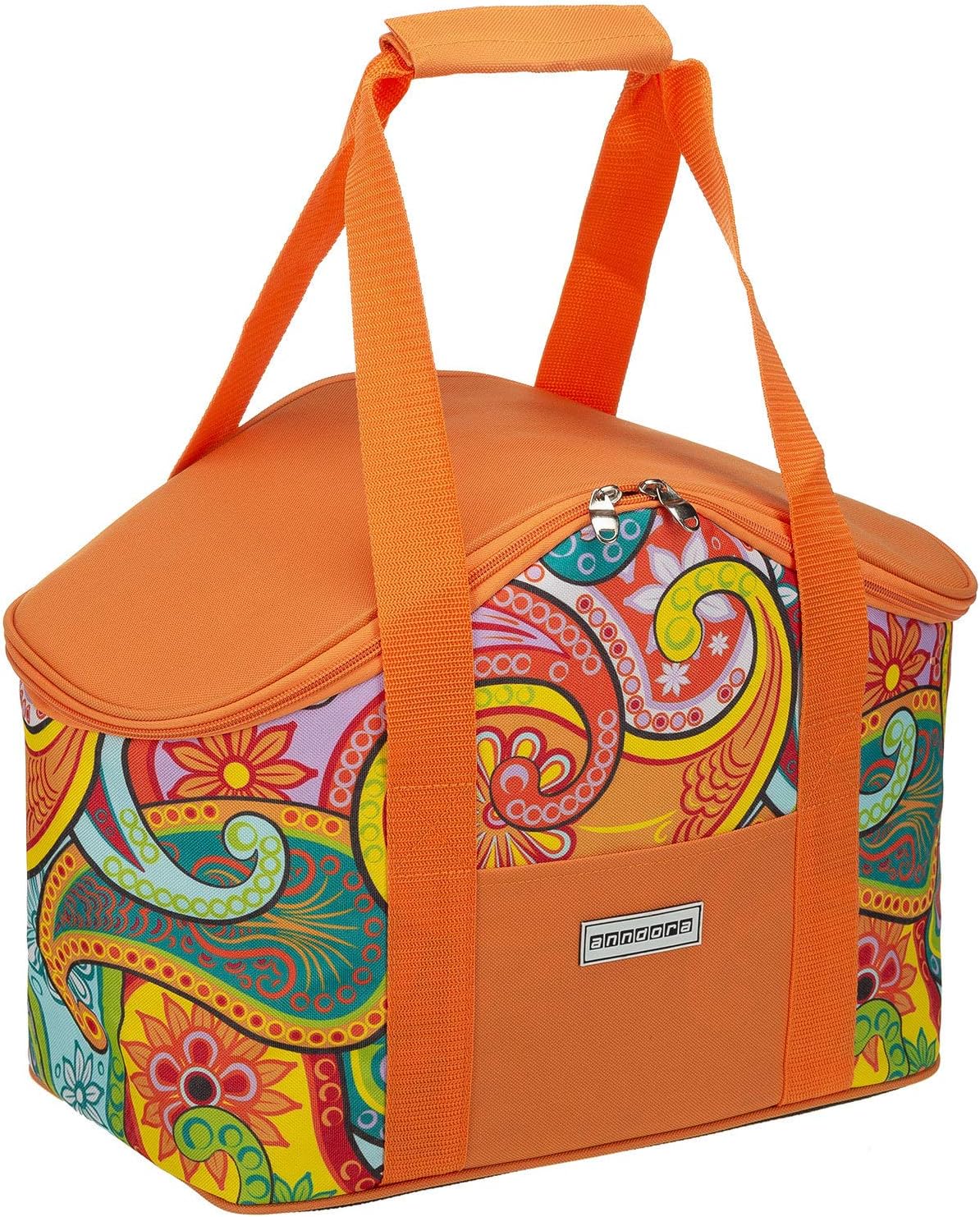 Pflegeleichte Kühltasche mit Zweiwege-Reissverschluss, paisley orange