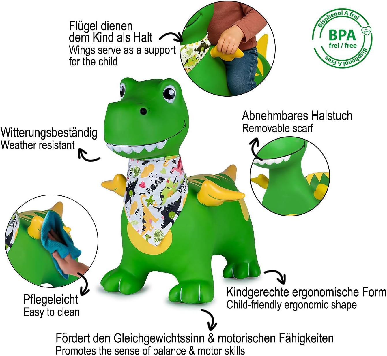 Hüpftier Dino HoppyDoo mit Pumpe