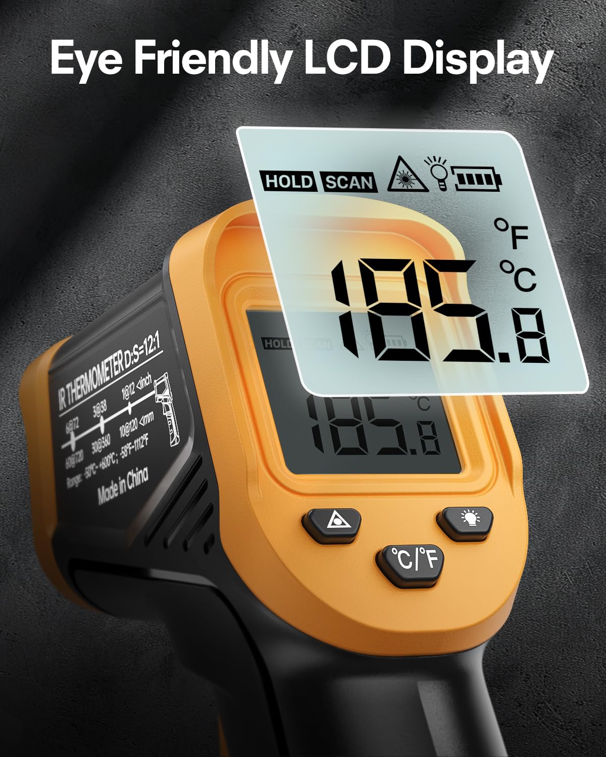 Digitales Infrarotthermometer mit Laser, 600°C Grundausführung