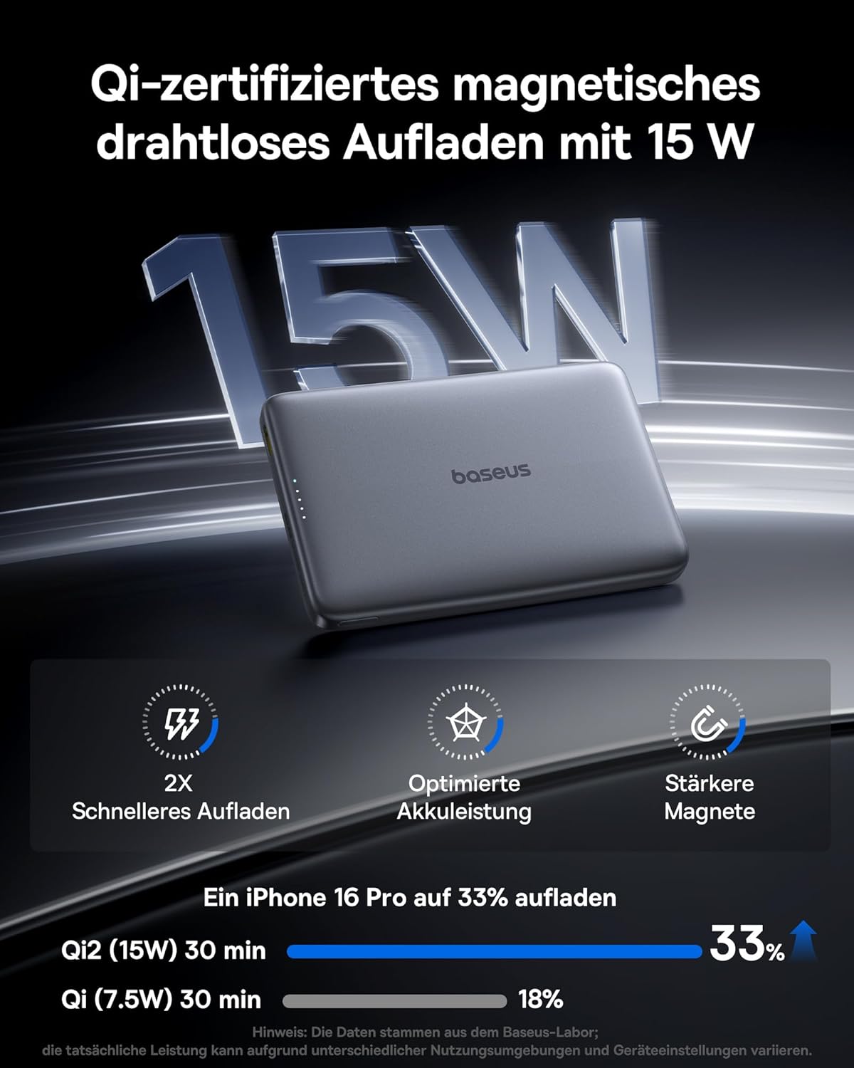 Picogo AM41 Ultra Slim Qi2 Magsafe Powerbank, Space Grauer 5000mAh