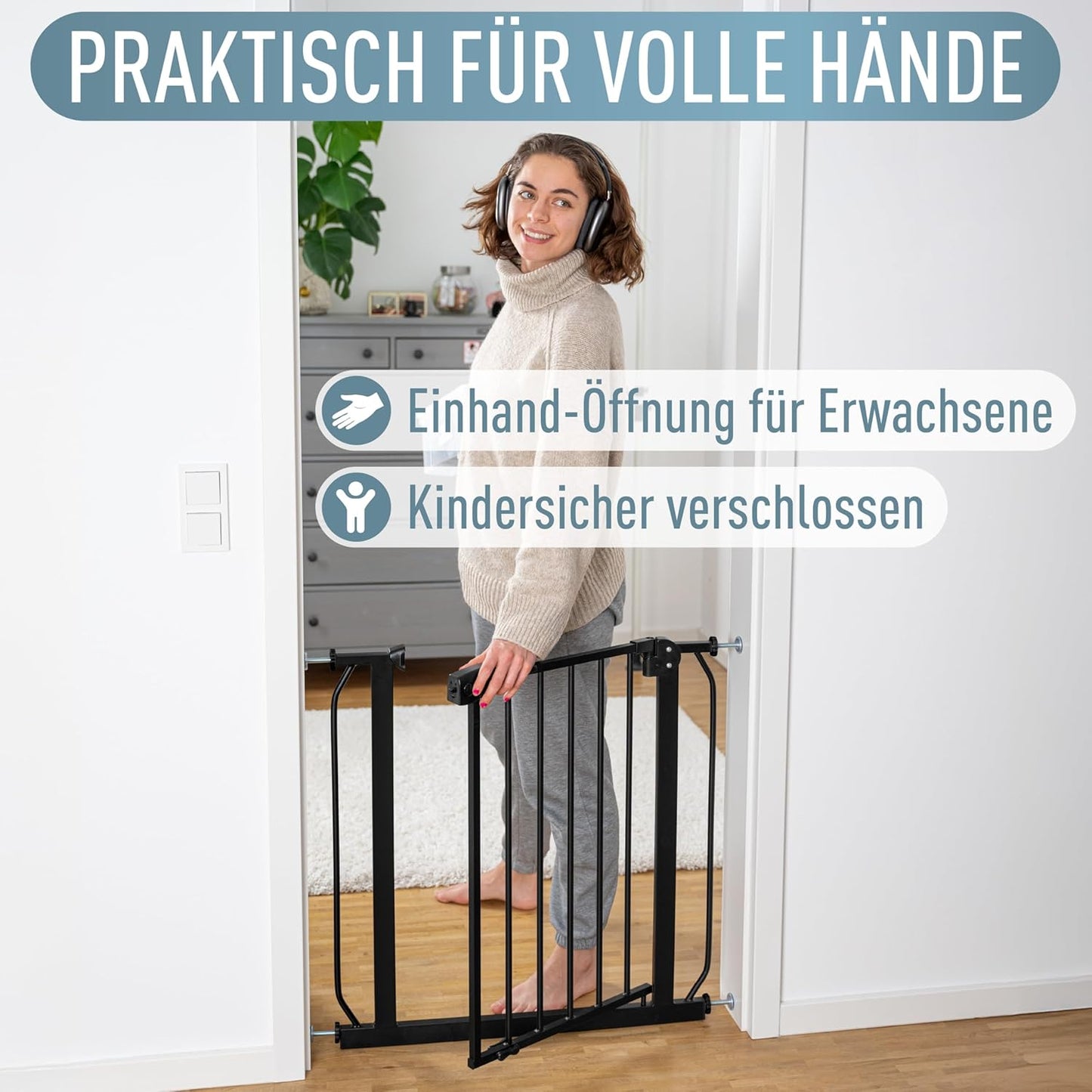 Treppenschutzgitter Berrin, 75-85 cm, ohne Bohren, 75 - 85 cm