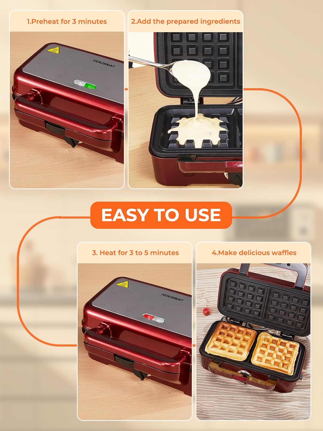 Sandwichmaker mit Waffel- und Grillfunktion, Rot